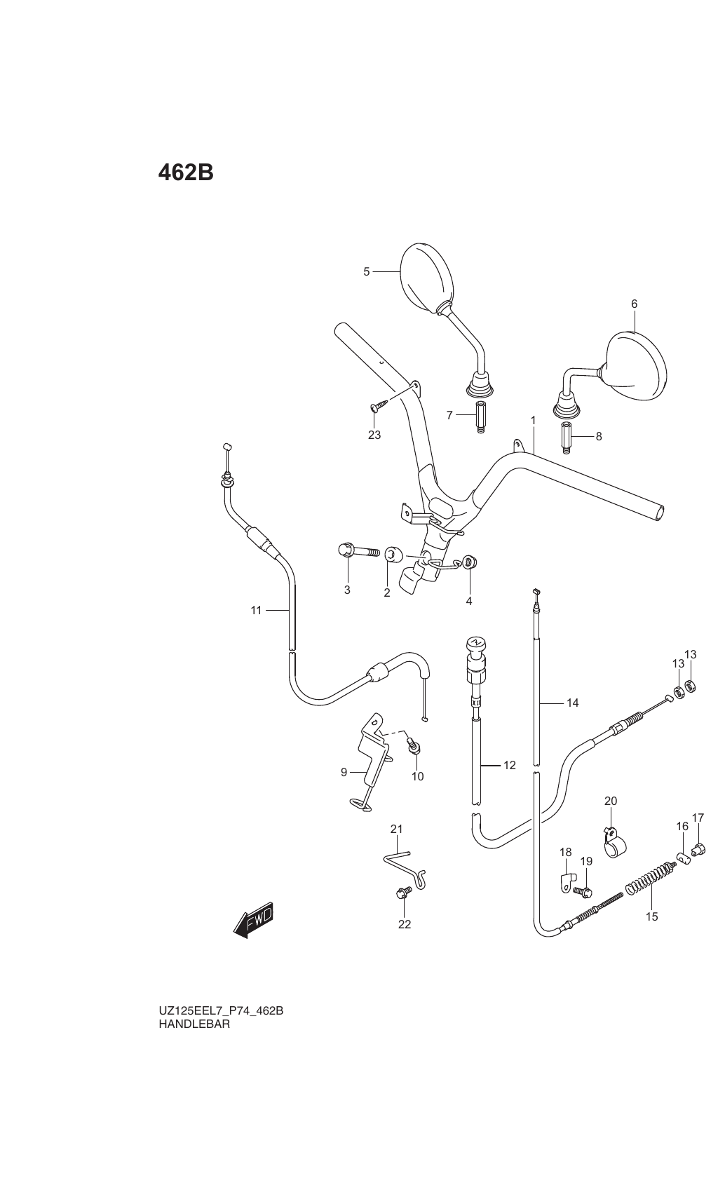 462B HANDLEBAR (UZ125EXL7 P74)