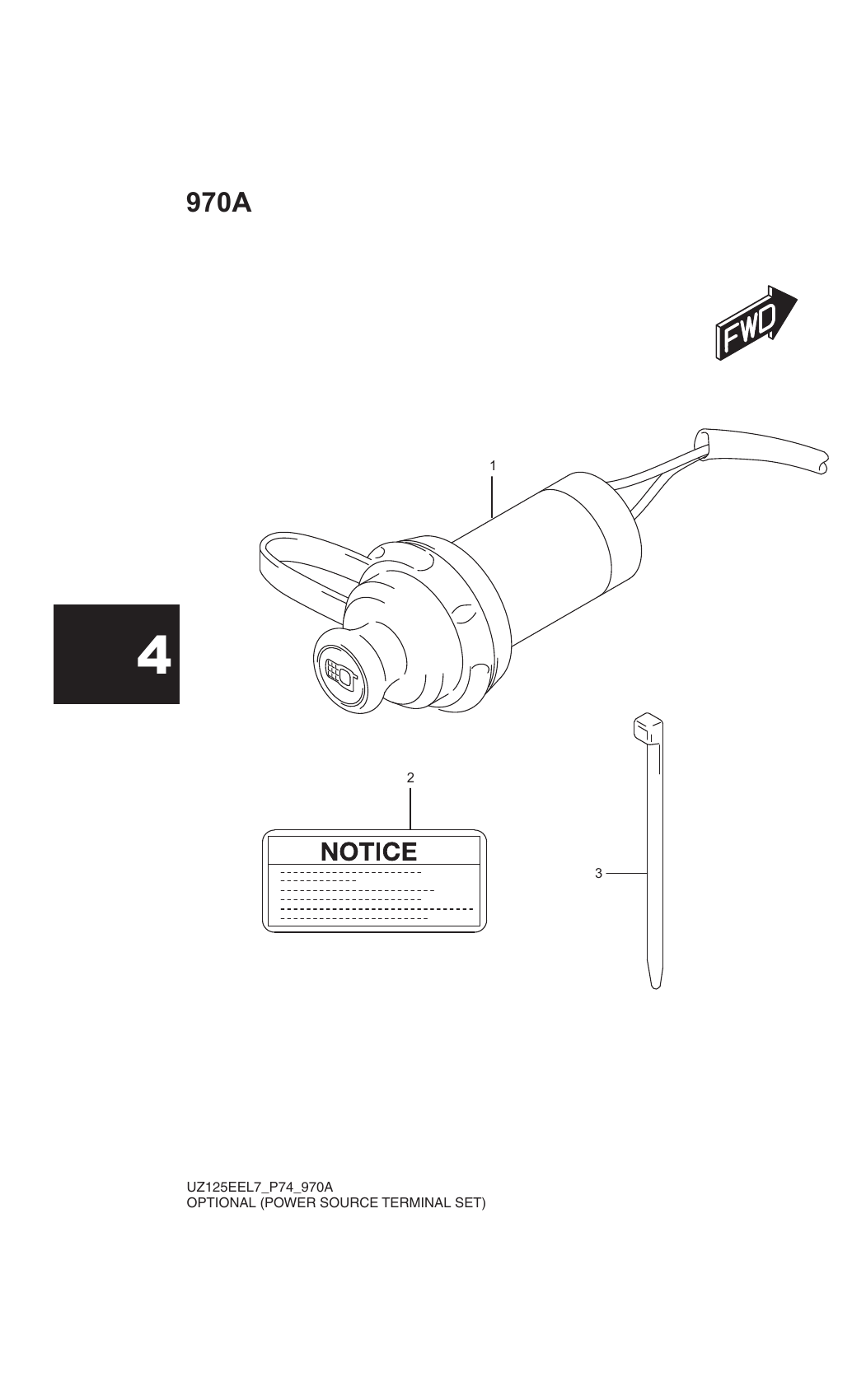 970A OPTIONAL (POWER SOURCE TERMINAL SET) (UZ125EEL7 P74)