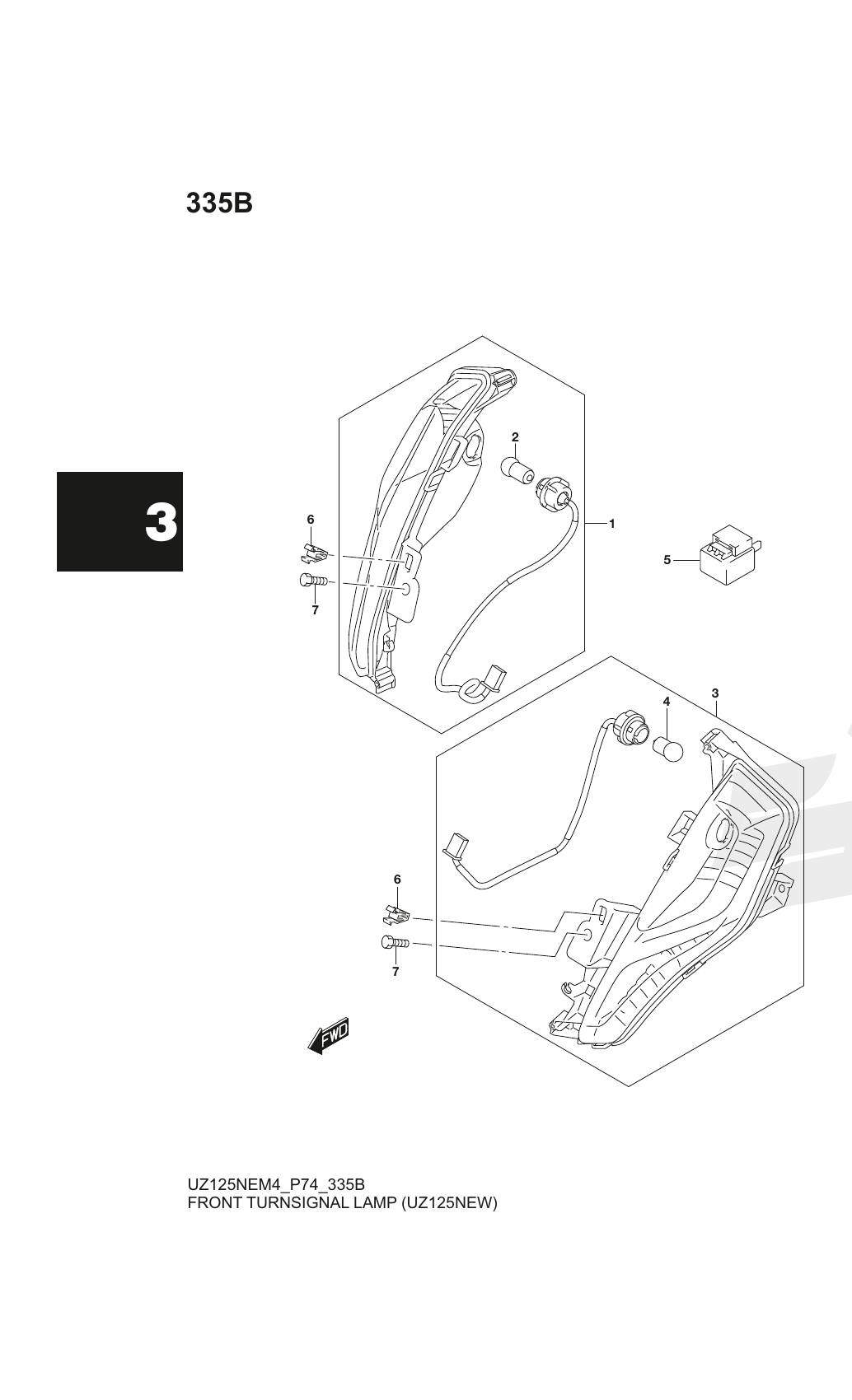 335B FRONT TURNSIGNAL LAMP (UZ125NEW)