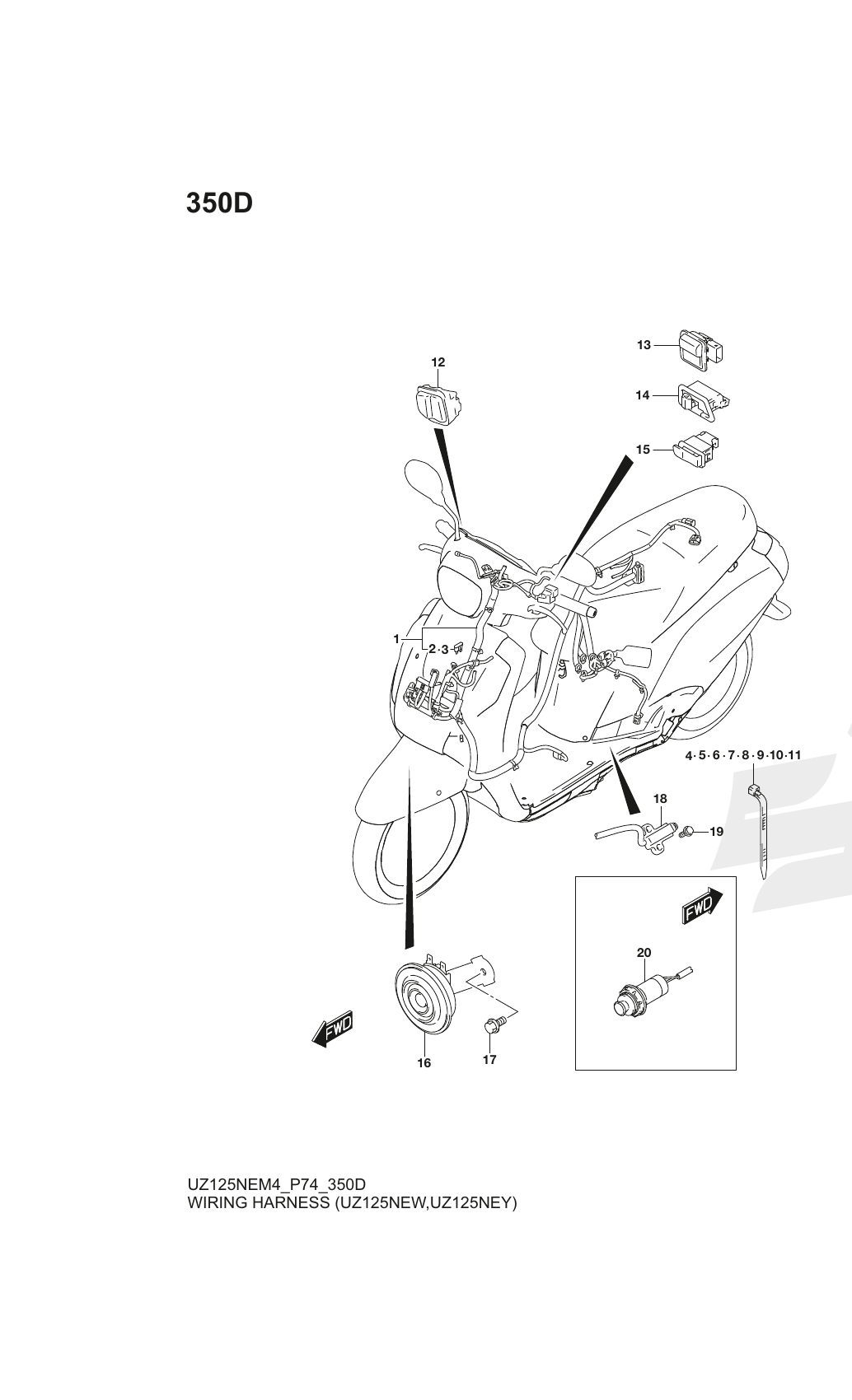 350D WIRING HARNESS (UZ125NEW,UZ125NEY)
