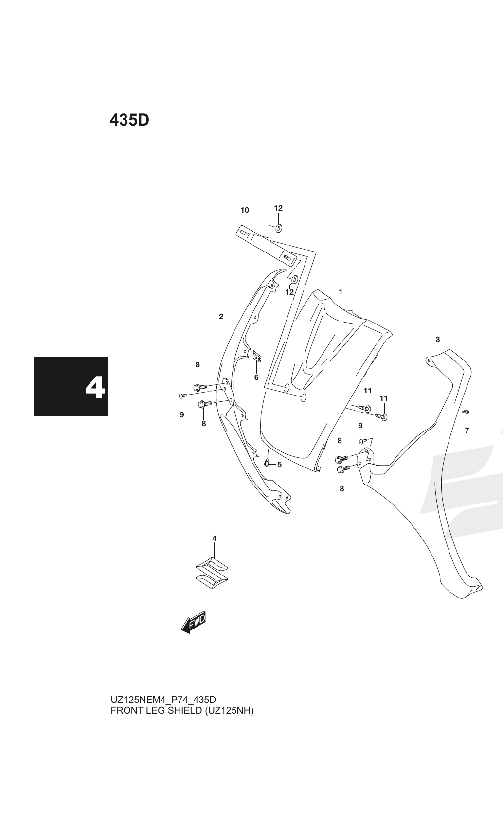 435D FRONT LEG SHIELD (UZ125NH)