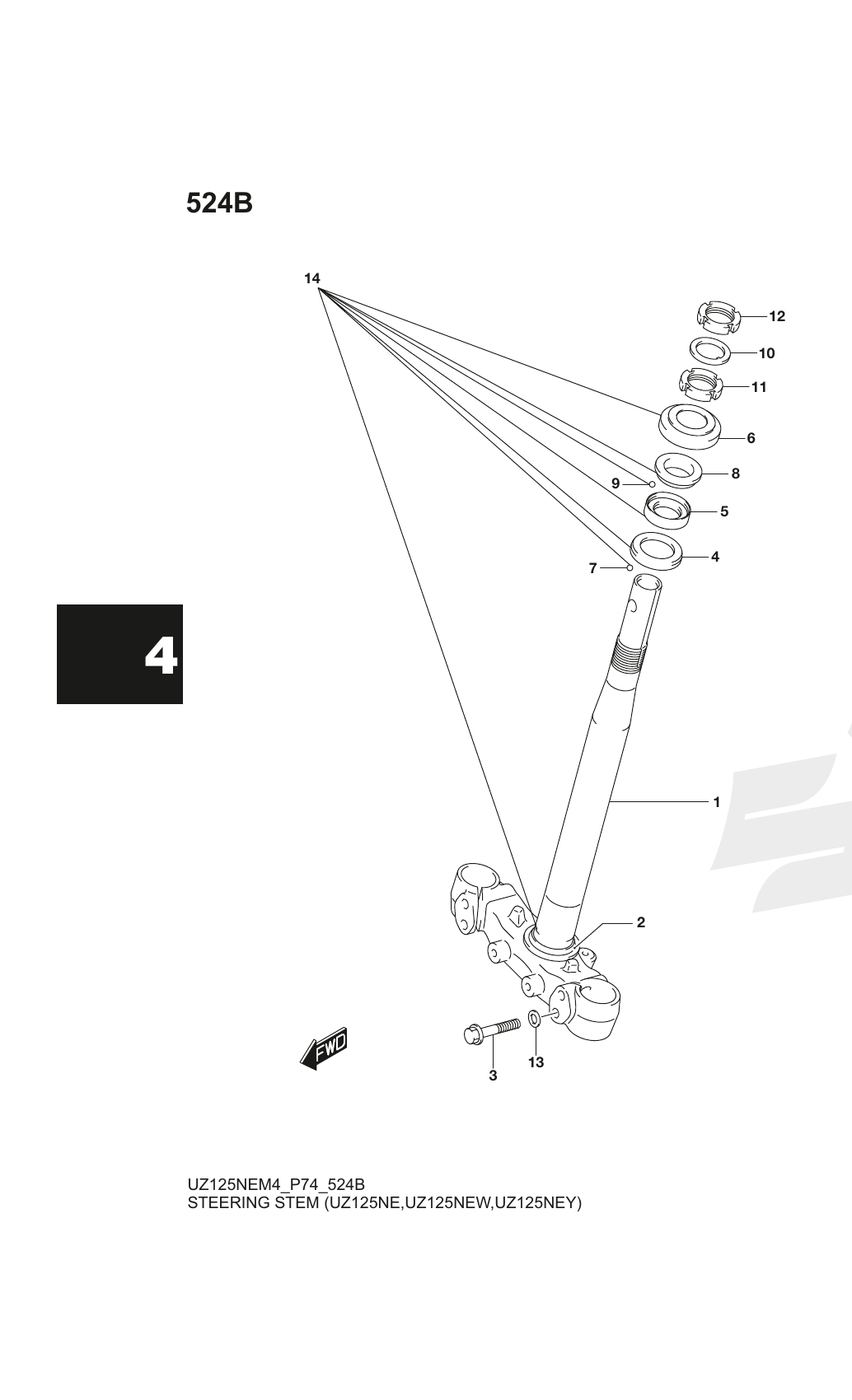 524B STEERING STEM (UZ125NE,UZ125NEW,UZ125NEY)
