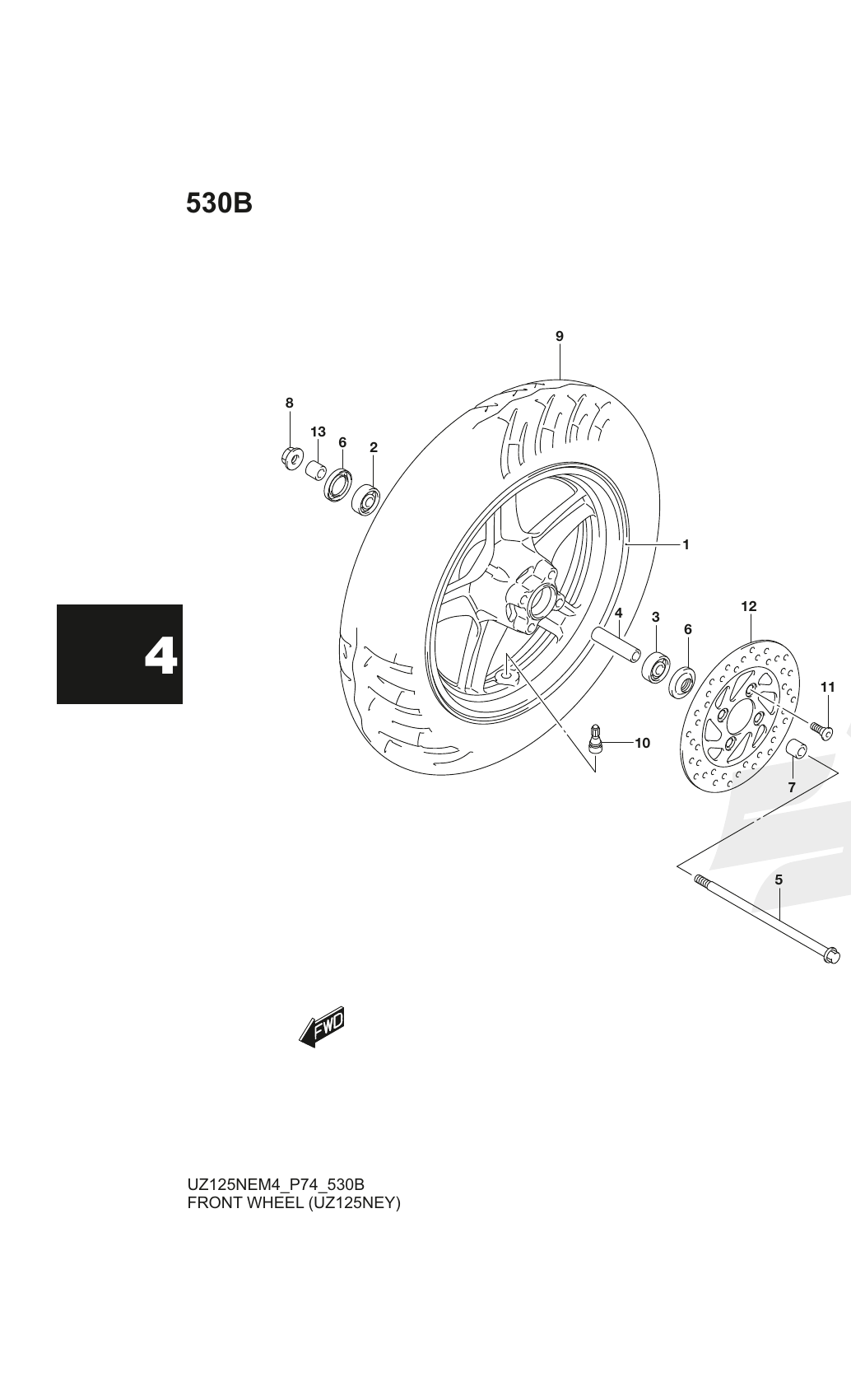 530B FRONT WHEEL (UZ125NEY)