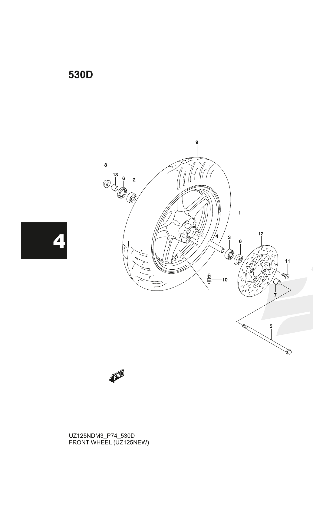530D FRONT WHEEL (UZ125NEW)