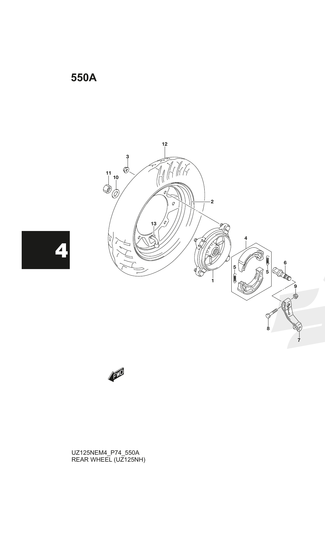550A REAR WHEEL (UZ125NH)