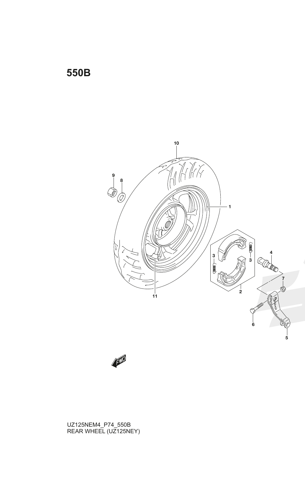 550B REAR WHEEL (UZ125NEY)