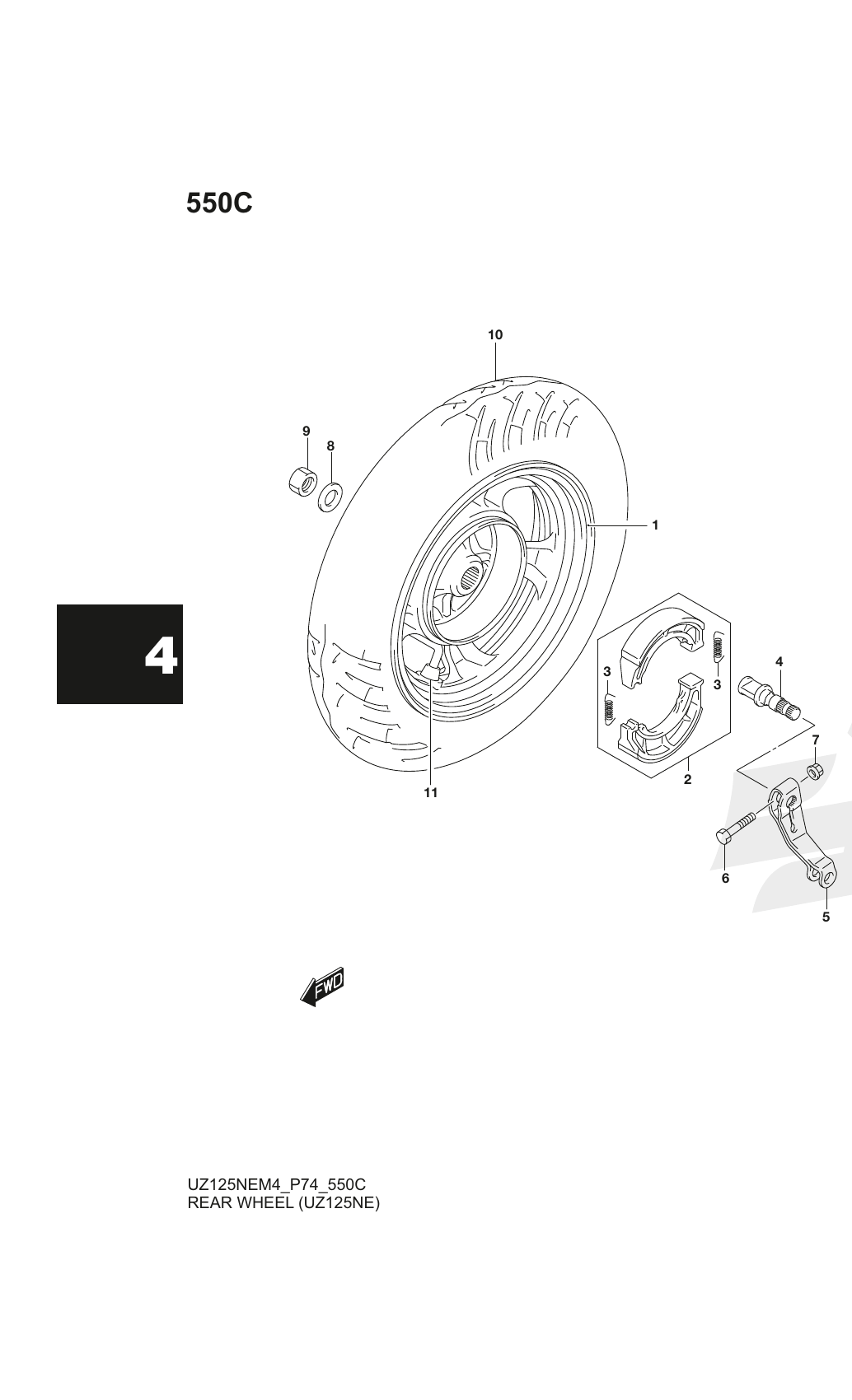 550C REAR WHEEL (UZ125NE)