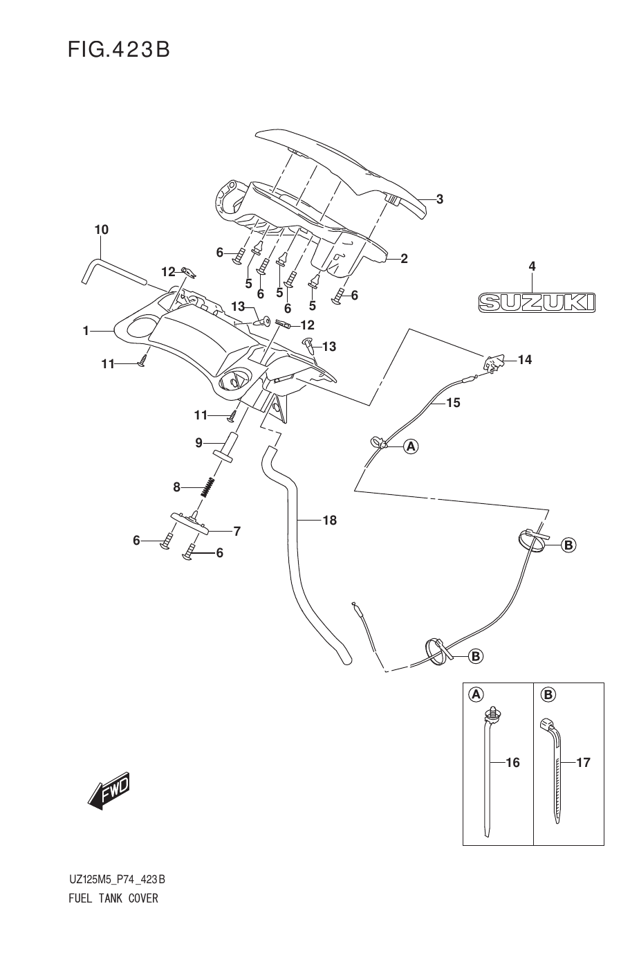 423B FUEL TANK COVER (UZ125NEY)