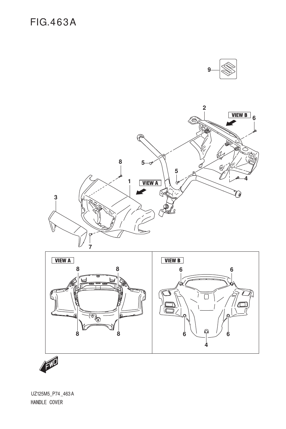 463A HANDLE COVER (UZ125NH)