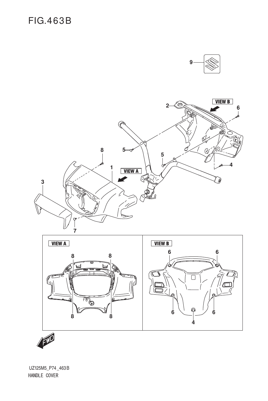 463B HANDLE COVER (UZ125NEY)