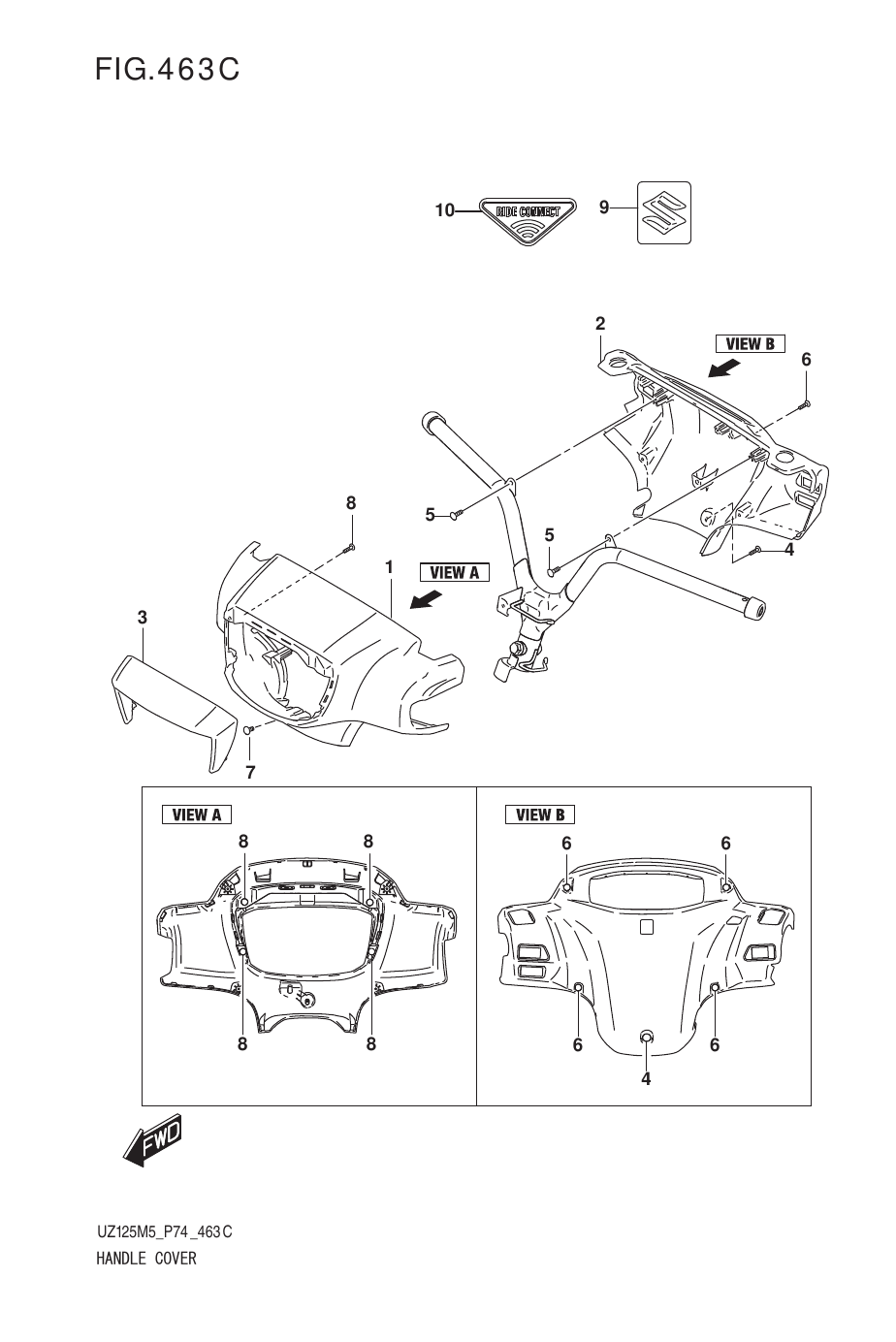 463C HANDLE COVER (UZ125NEW)