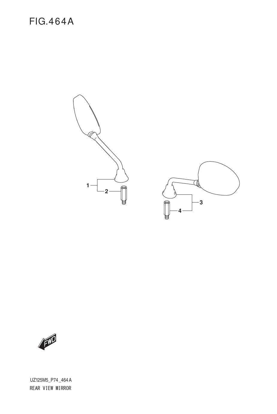 464A REAR VIEW MIRROR (UZ125NEW,UZ125NEY)