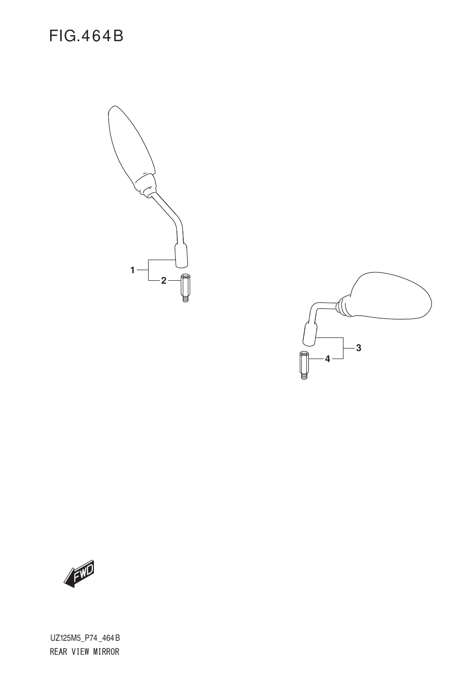 464B REAR VIEW MIRROR (UZ125NH)