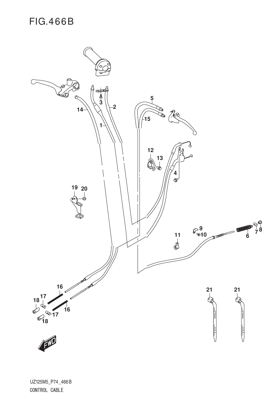 466B CONTROL CABLE (UZ125NH)