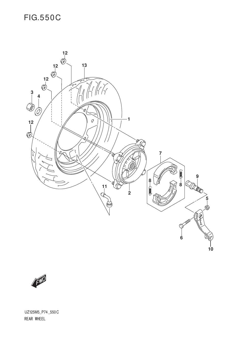 550C REAR WHEEL (UZ125NH)