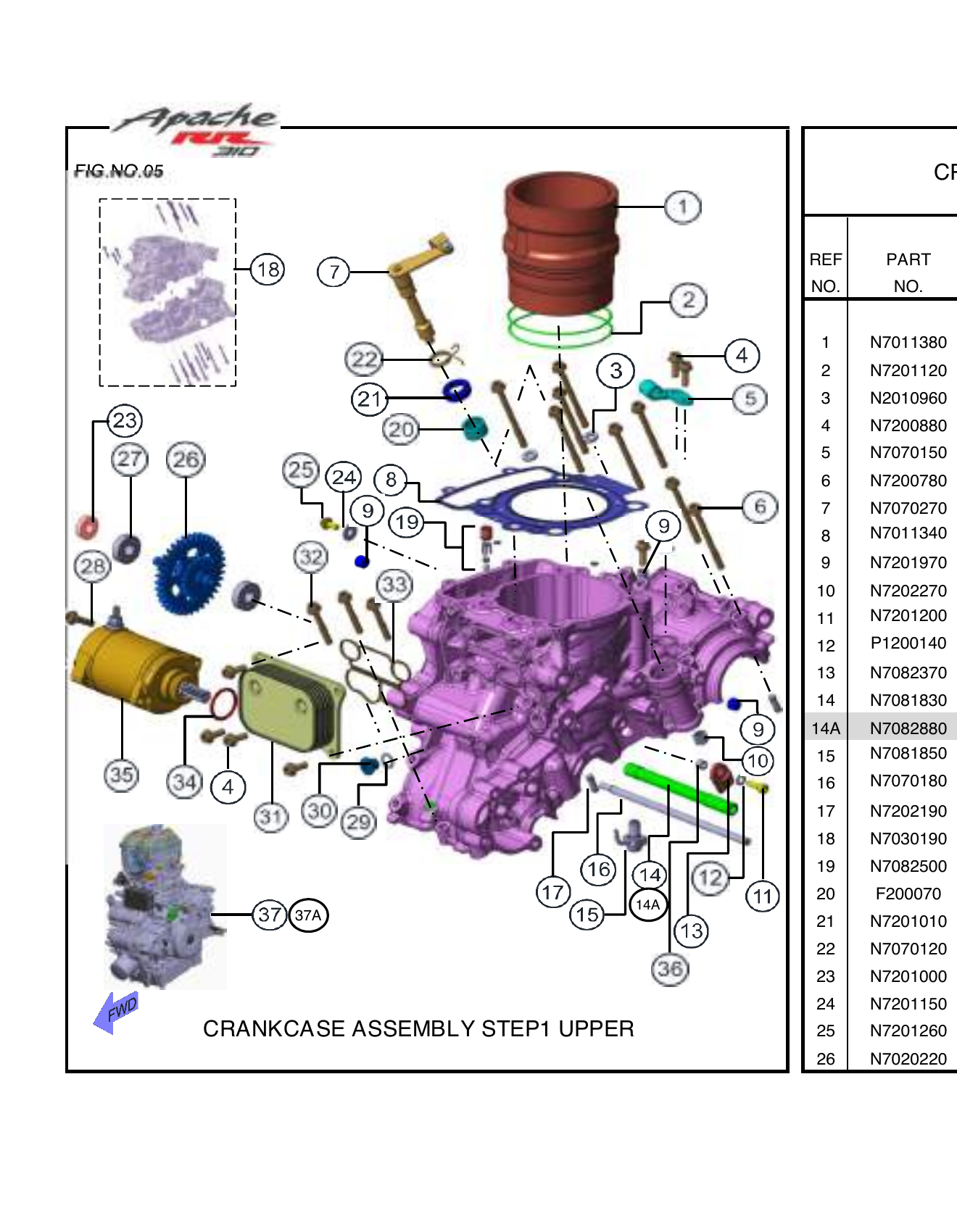 FIG.05 CRANKCASE ASSEMBLY STEP1 UPPER