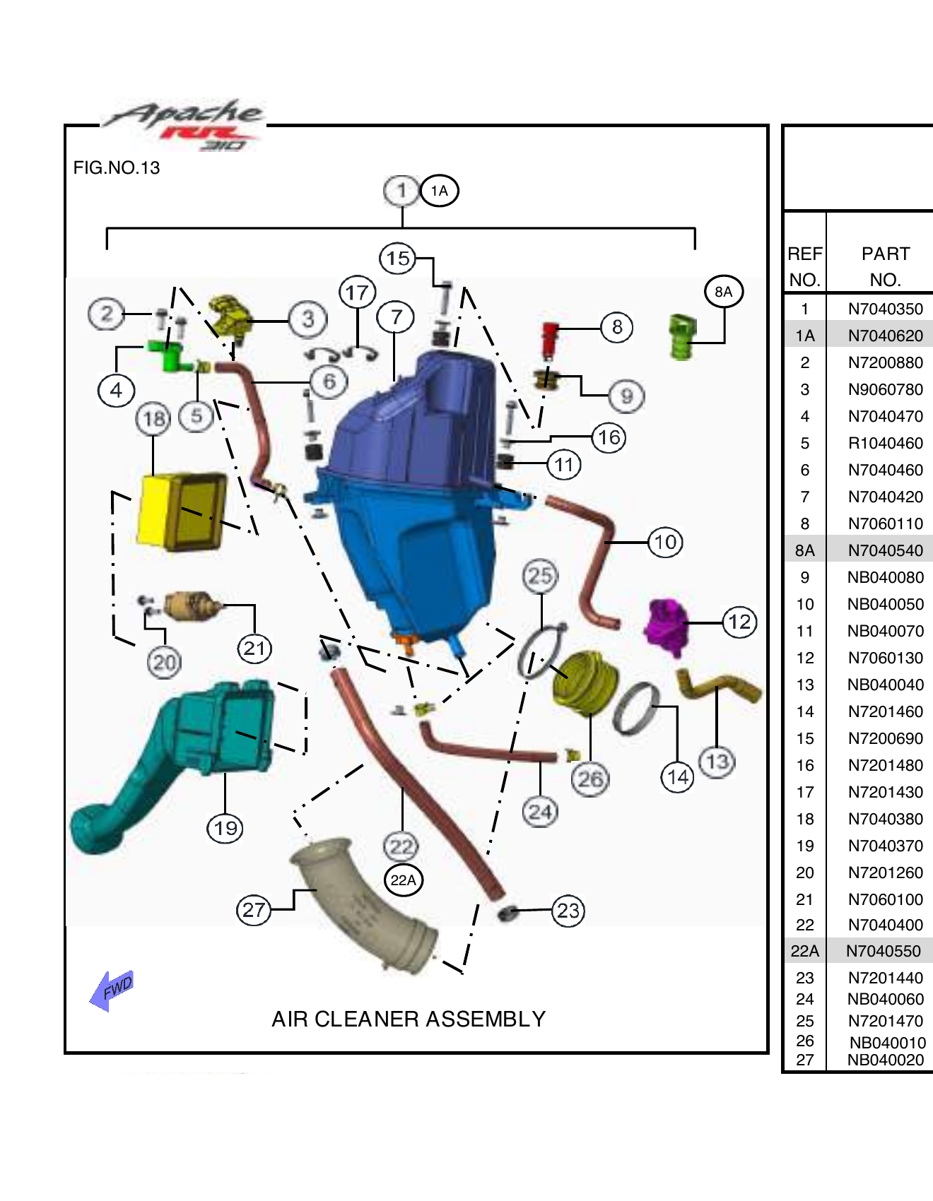 FIG.13 AIR CLEANER ASSEMBLY