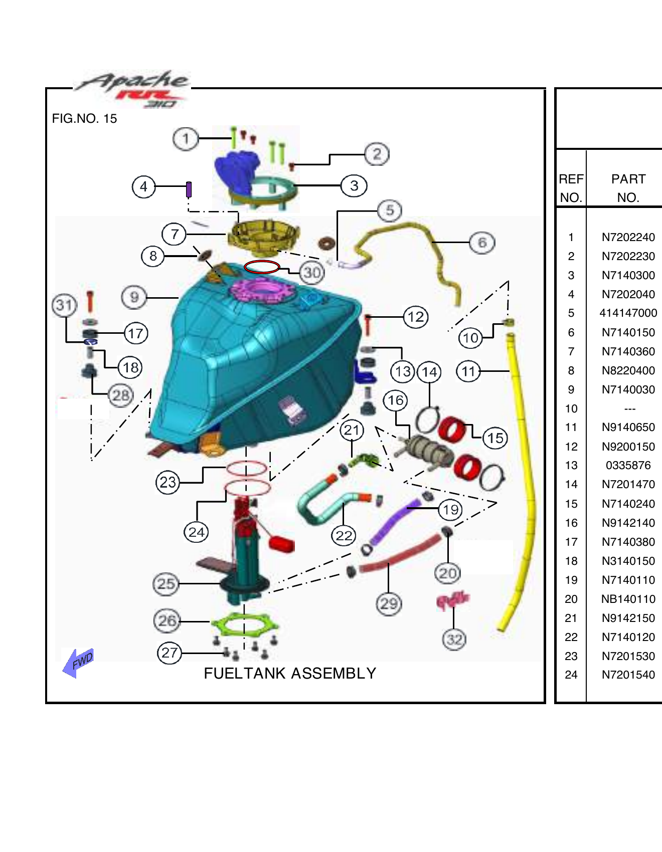 FIG.15 FUELTANK ASSEMBLY