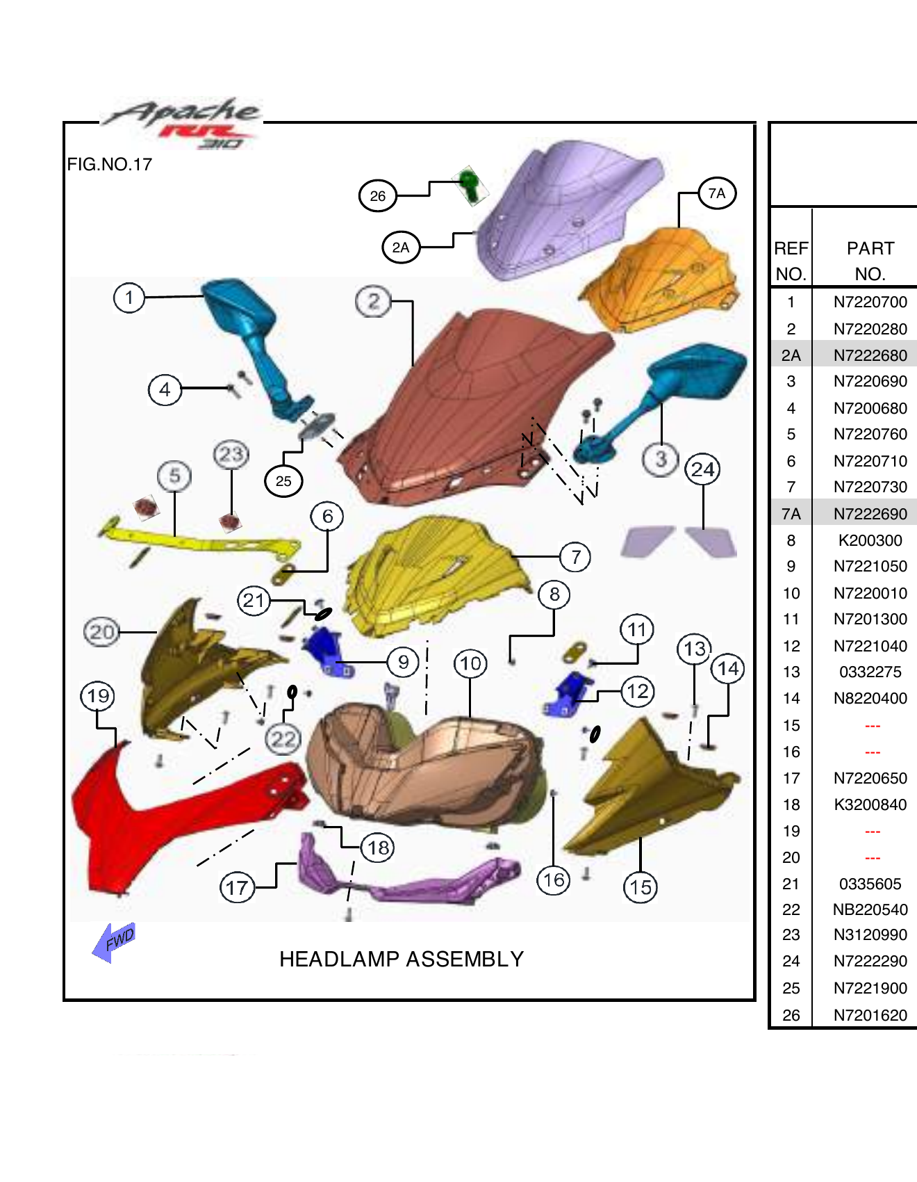 FIG.17 HEADLAMP ASSEMBLY