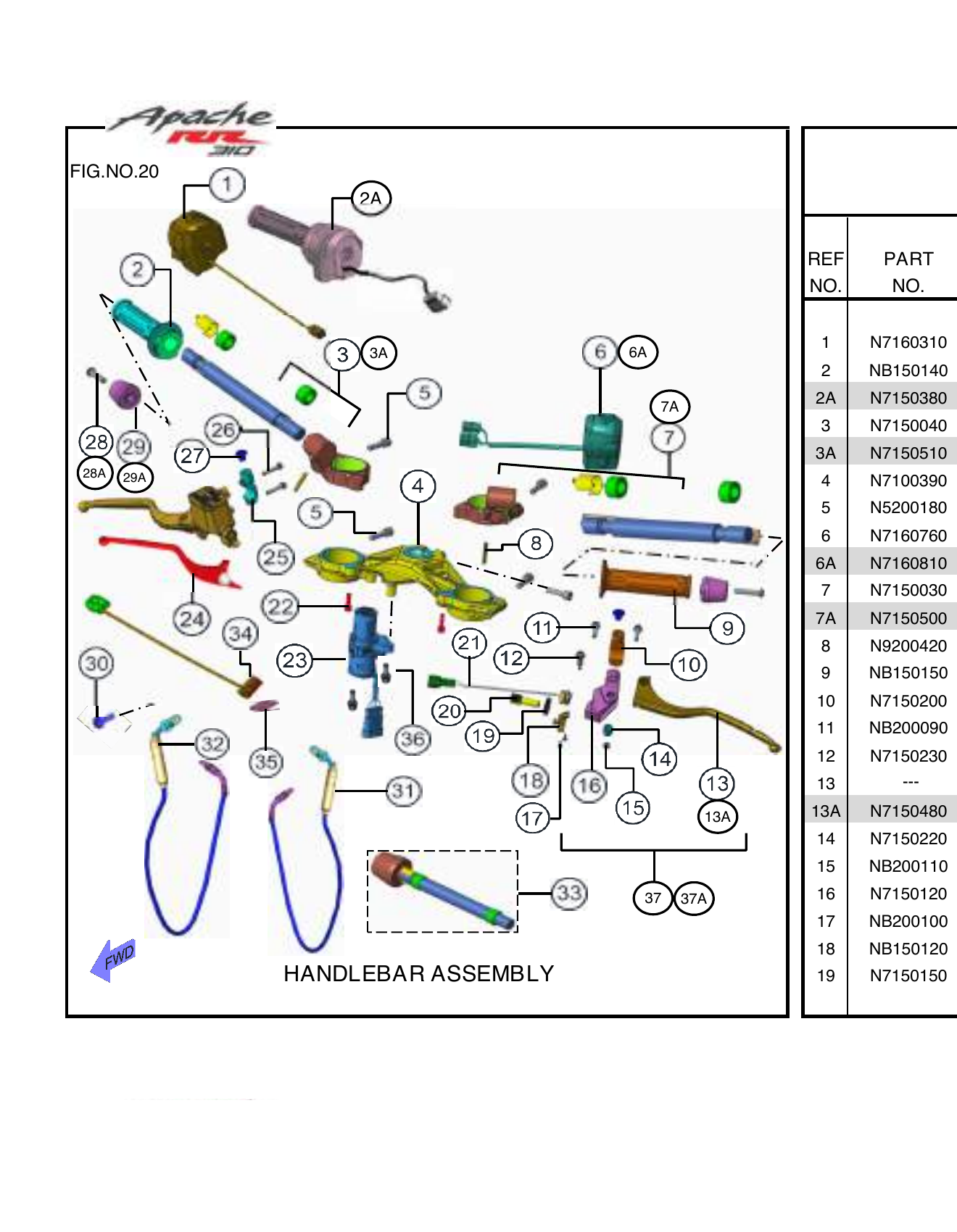 FIG.20 HANDLEBAR ASSEMBLY