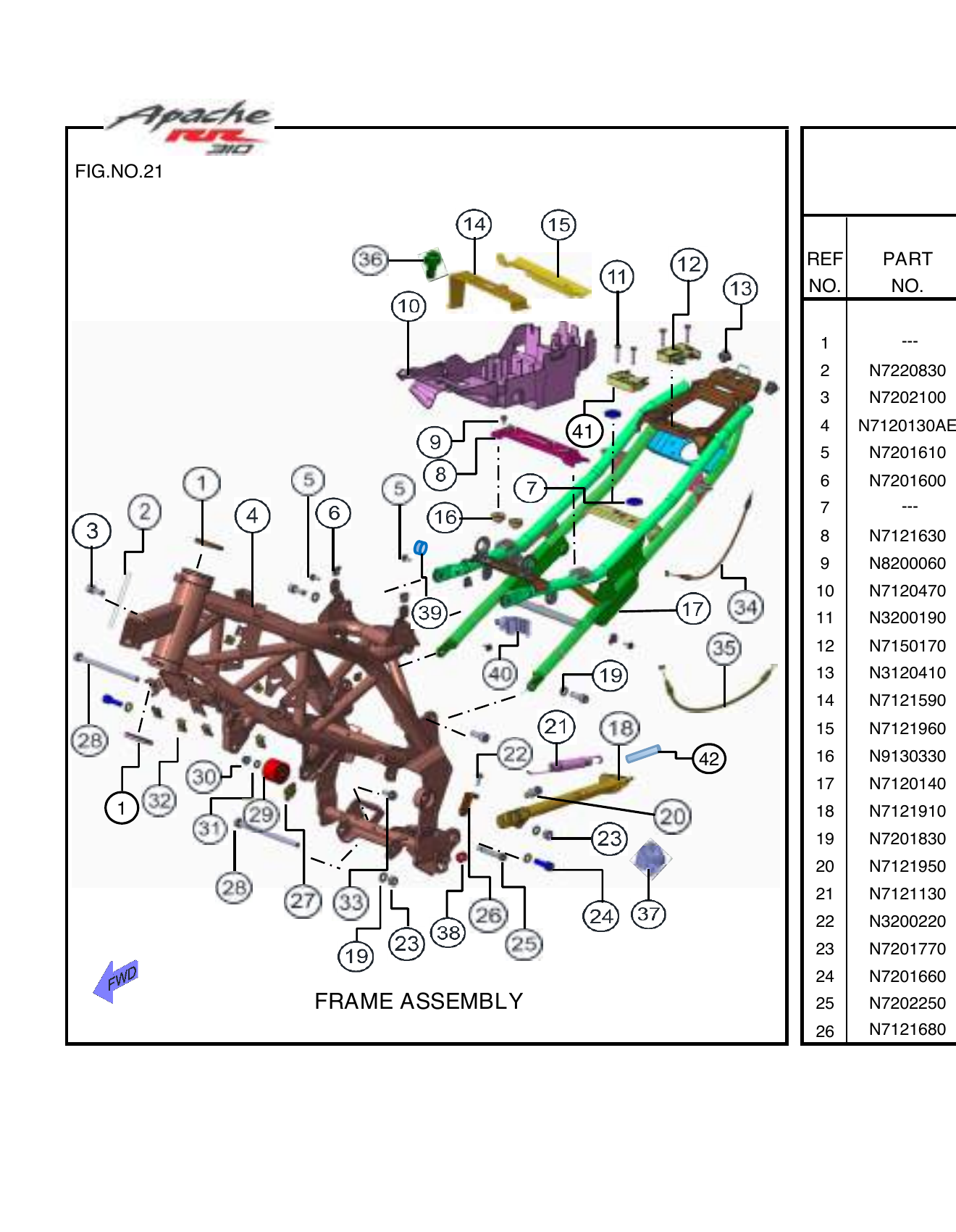 FIG.21 FRAME ASSEMBLY
