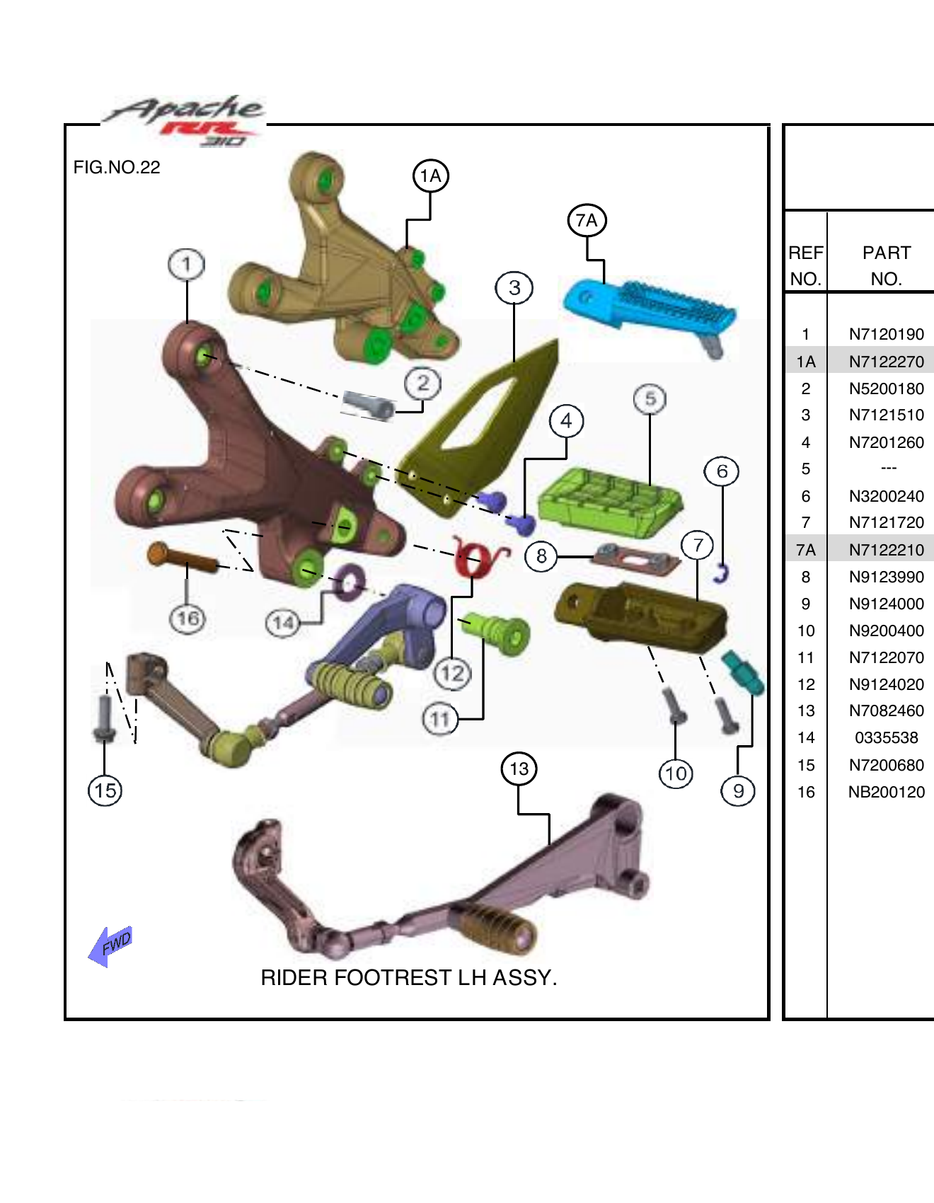 FIG.22 RIDER FOOTREST LH ASSY.