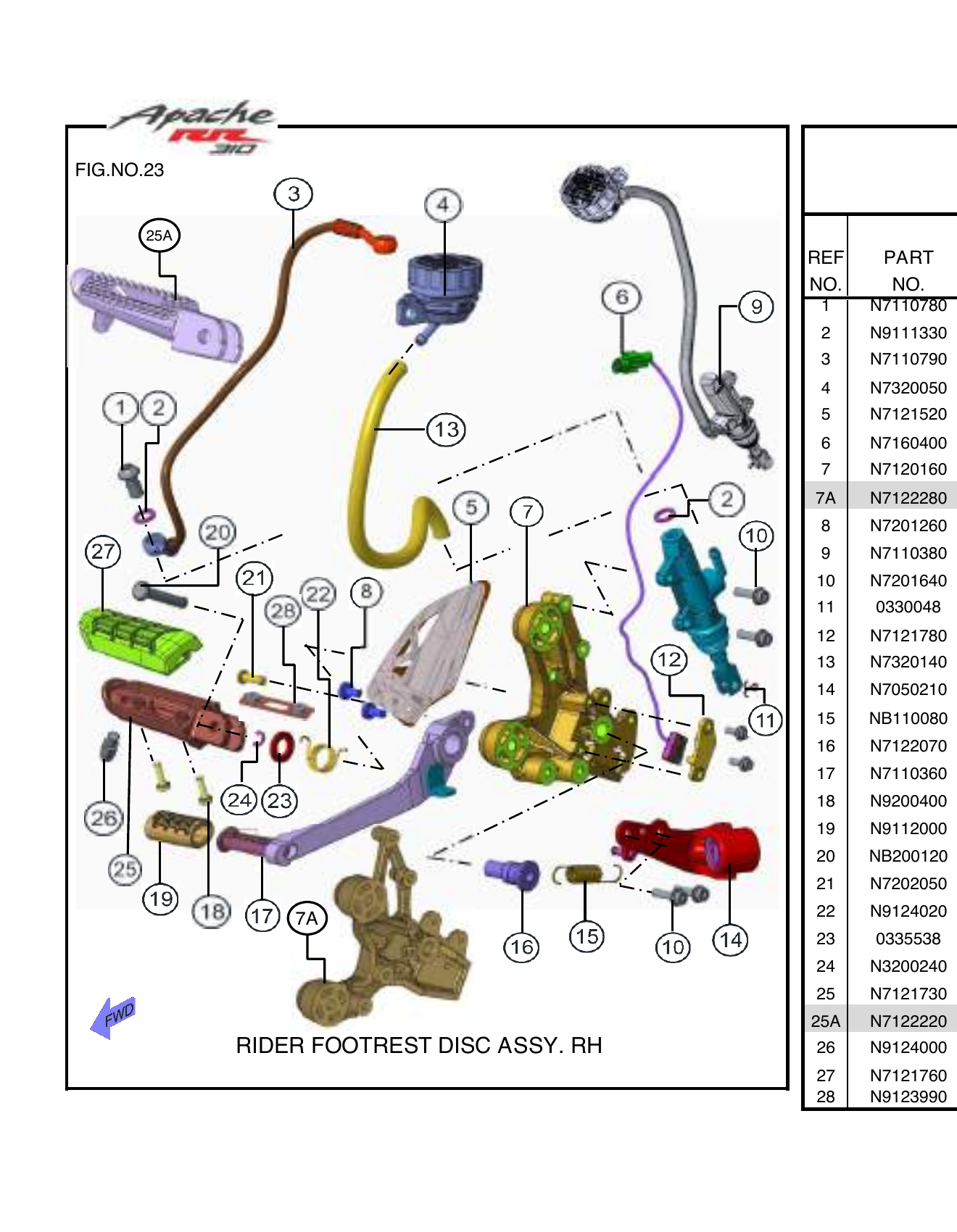 FIG.23 RIDER FOOTREST DISC ASSY. RH