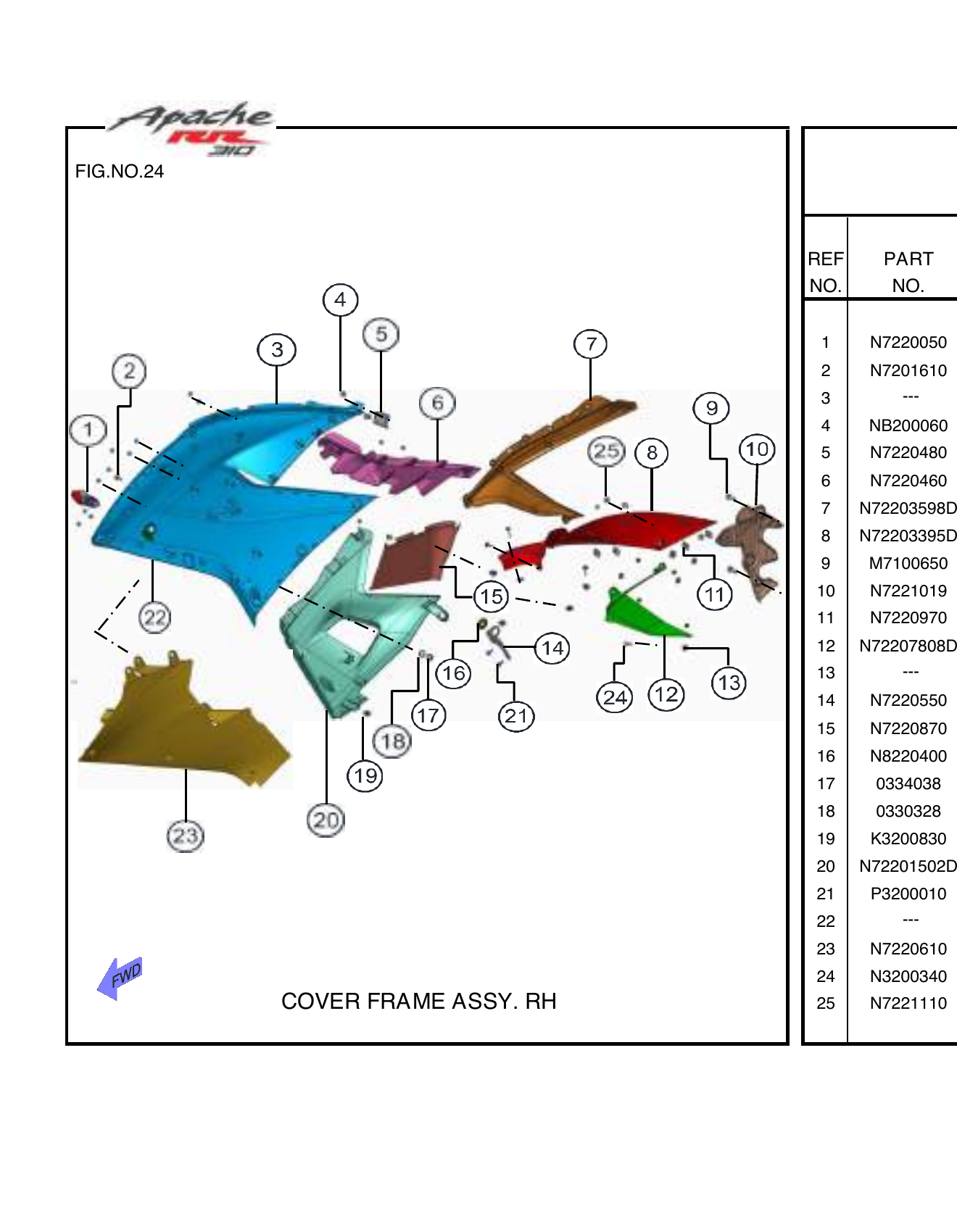FIG.24 COVER FRAME ASSY. RH