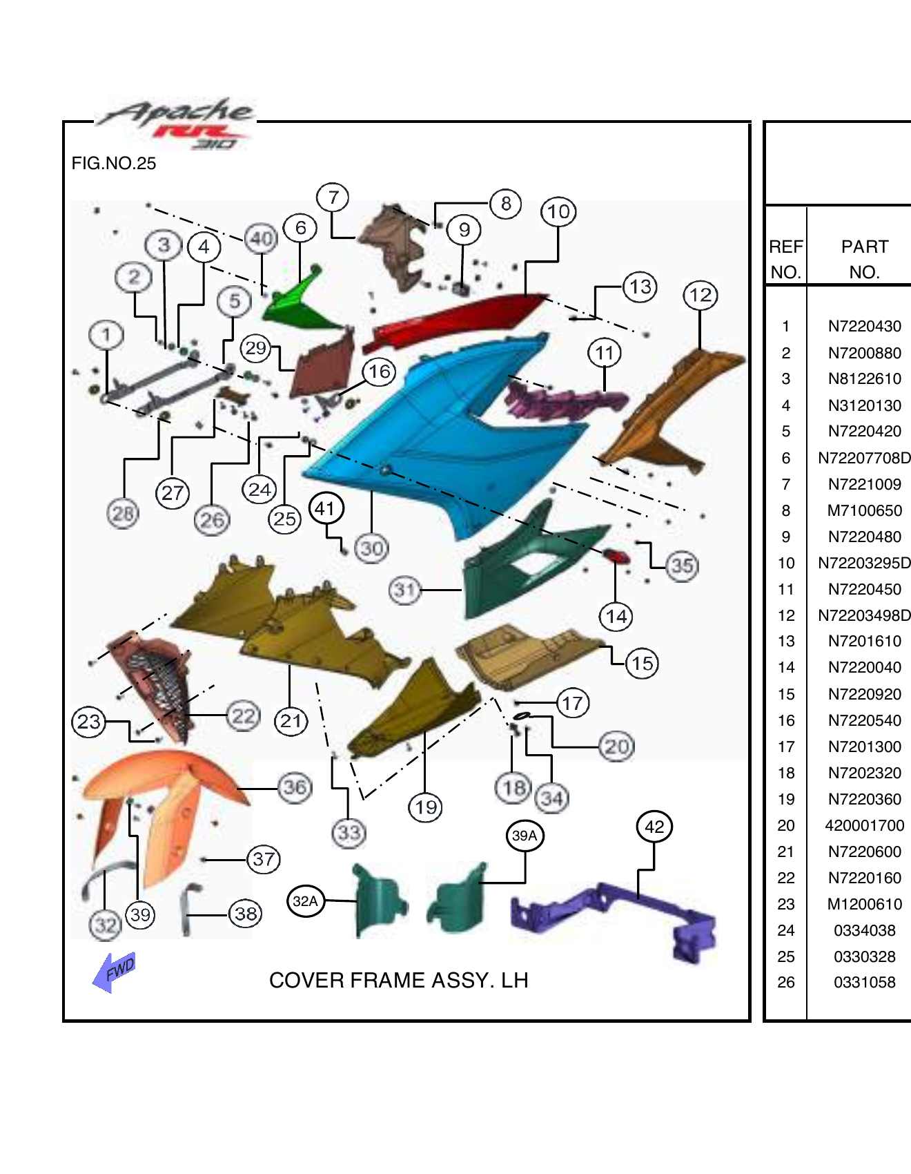 FIG.25 COVER FRAME ASSY. LH