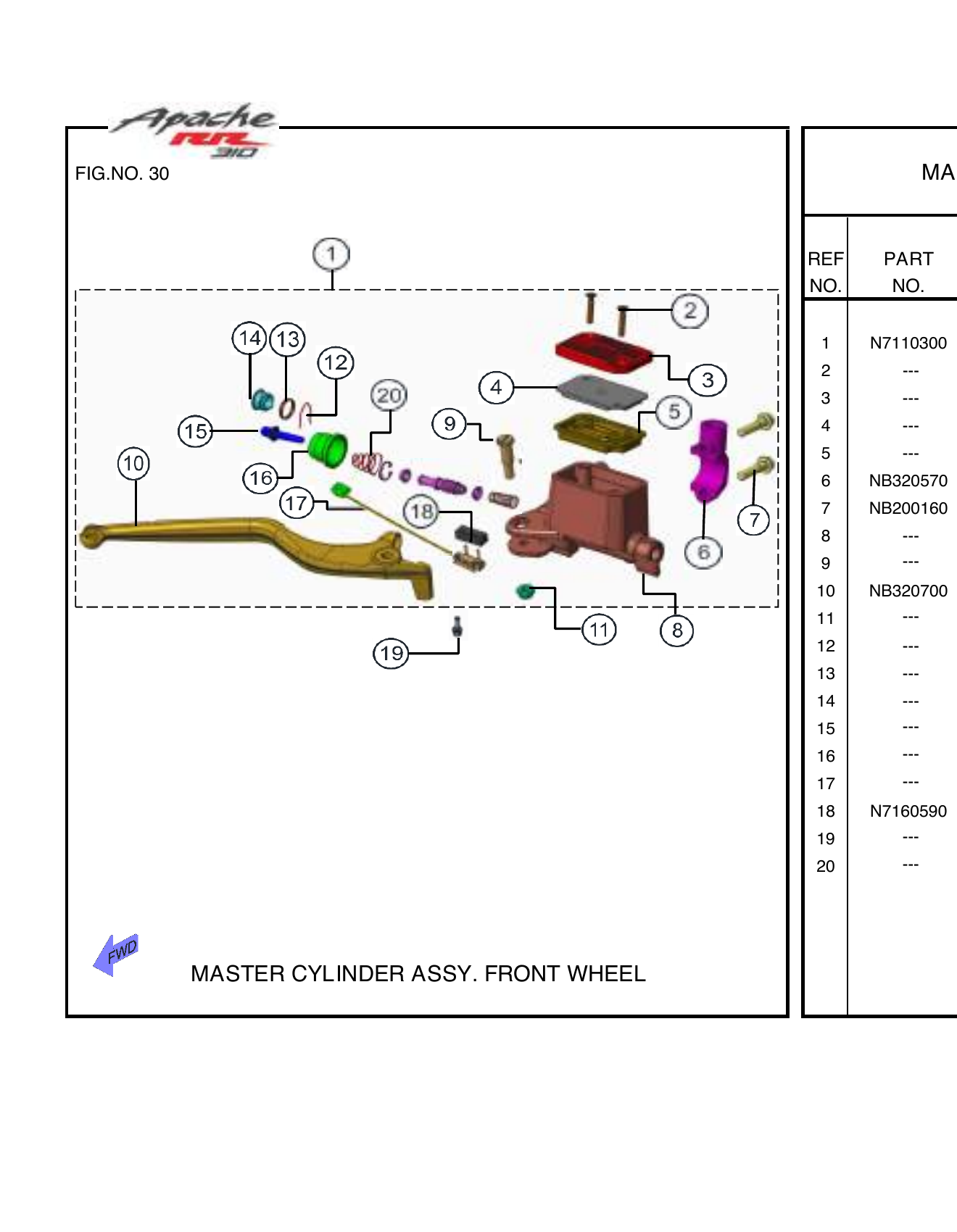 FIG.30 MASTER CYLINDER ASSY. FRONT WHEEL