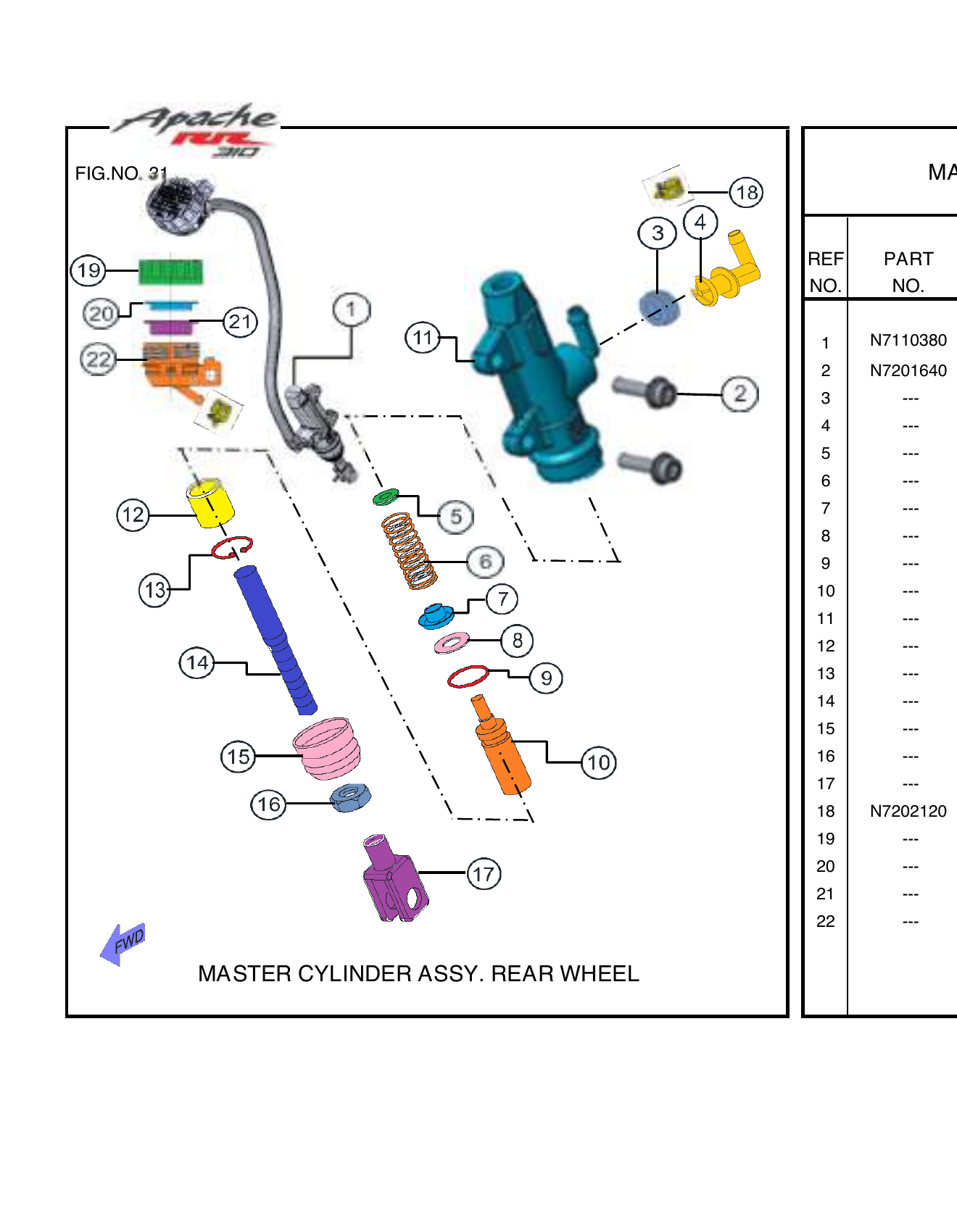 FIG.31 MASTER CYLINDER ASSY. REAR WHEEL