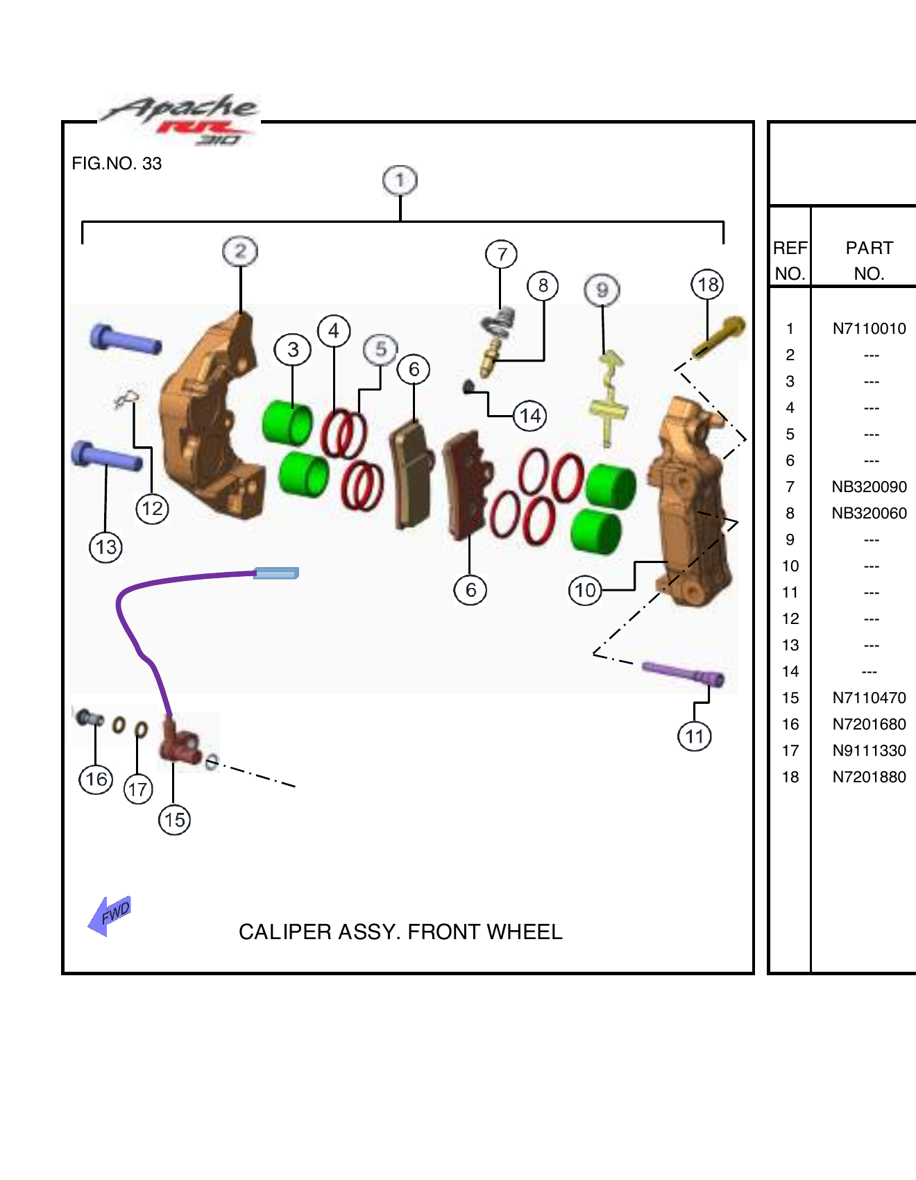 FIG.33 CALIPER ASSY. FRONT WHEEL