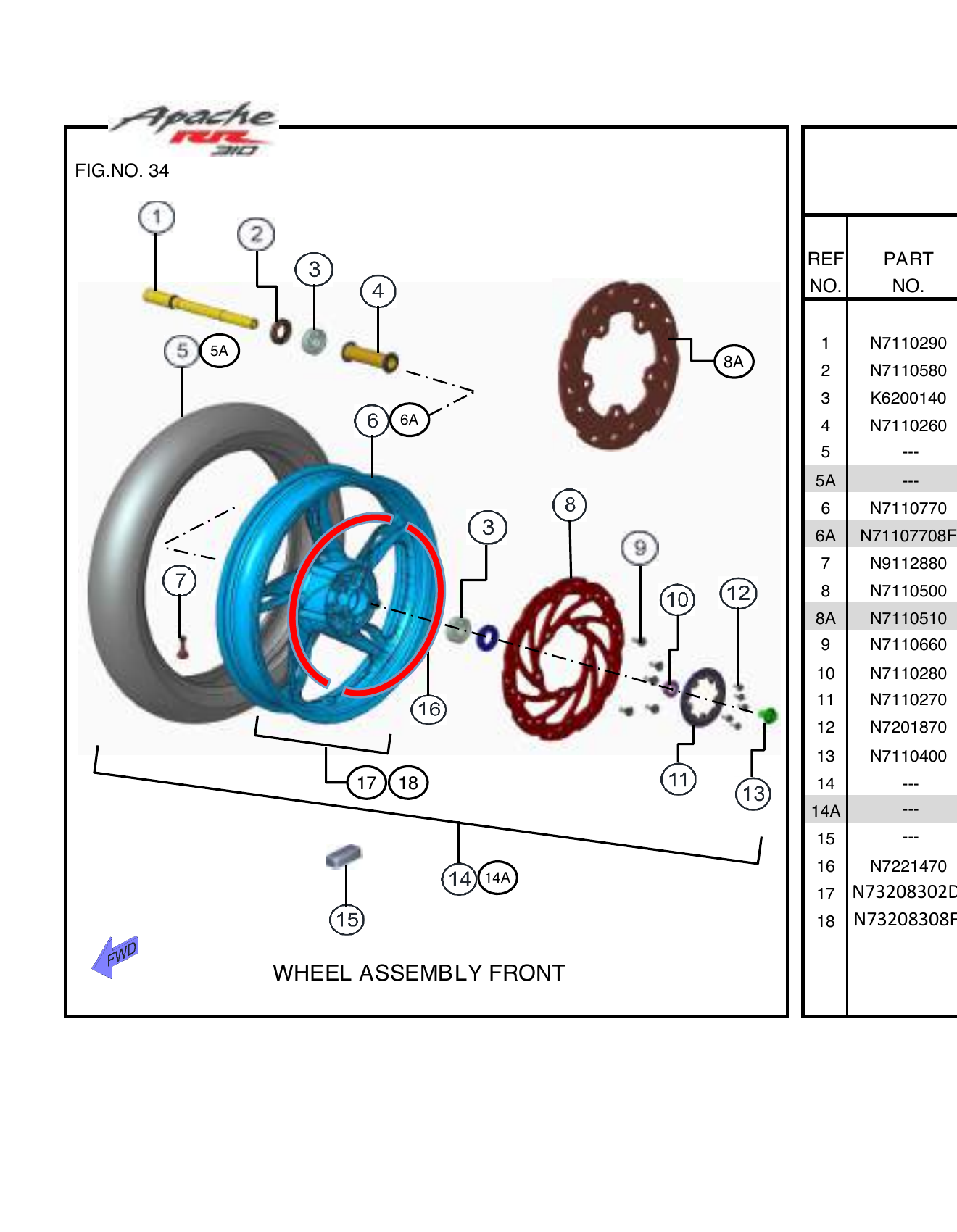 FIG.34 WHEEL ASSEMBLY FRONT