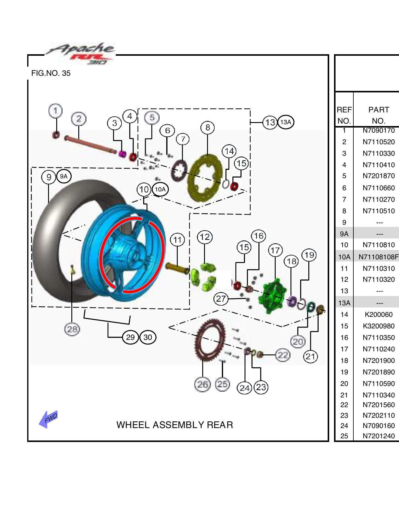 FIG.35 WHEEL ASSEMBLY REAR