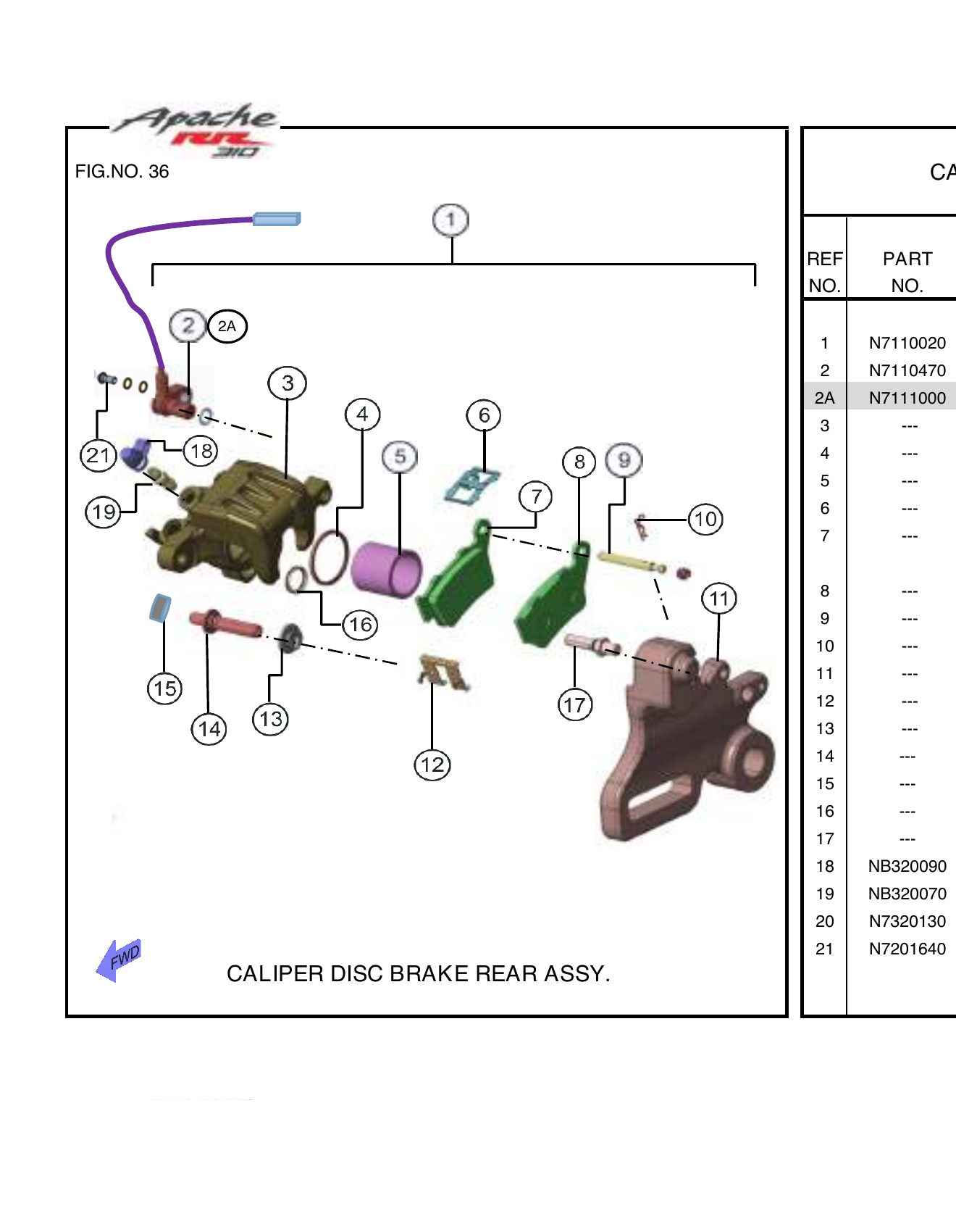 FIG.36 CALIPER DISC BRAKE REAR ASSY. ABS