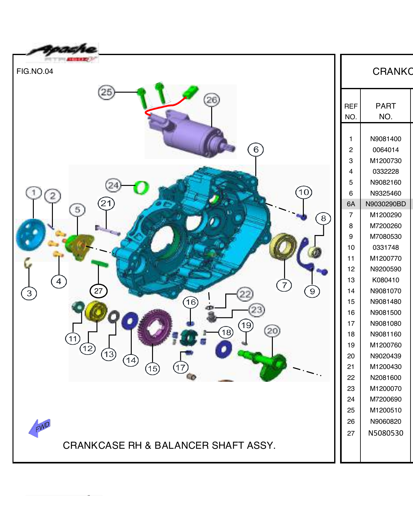 FIG.04 CRANKCASE RH & BALANCER SHAFT ASSY.