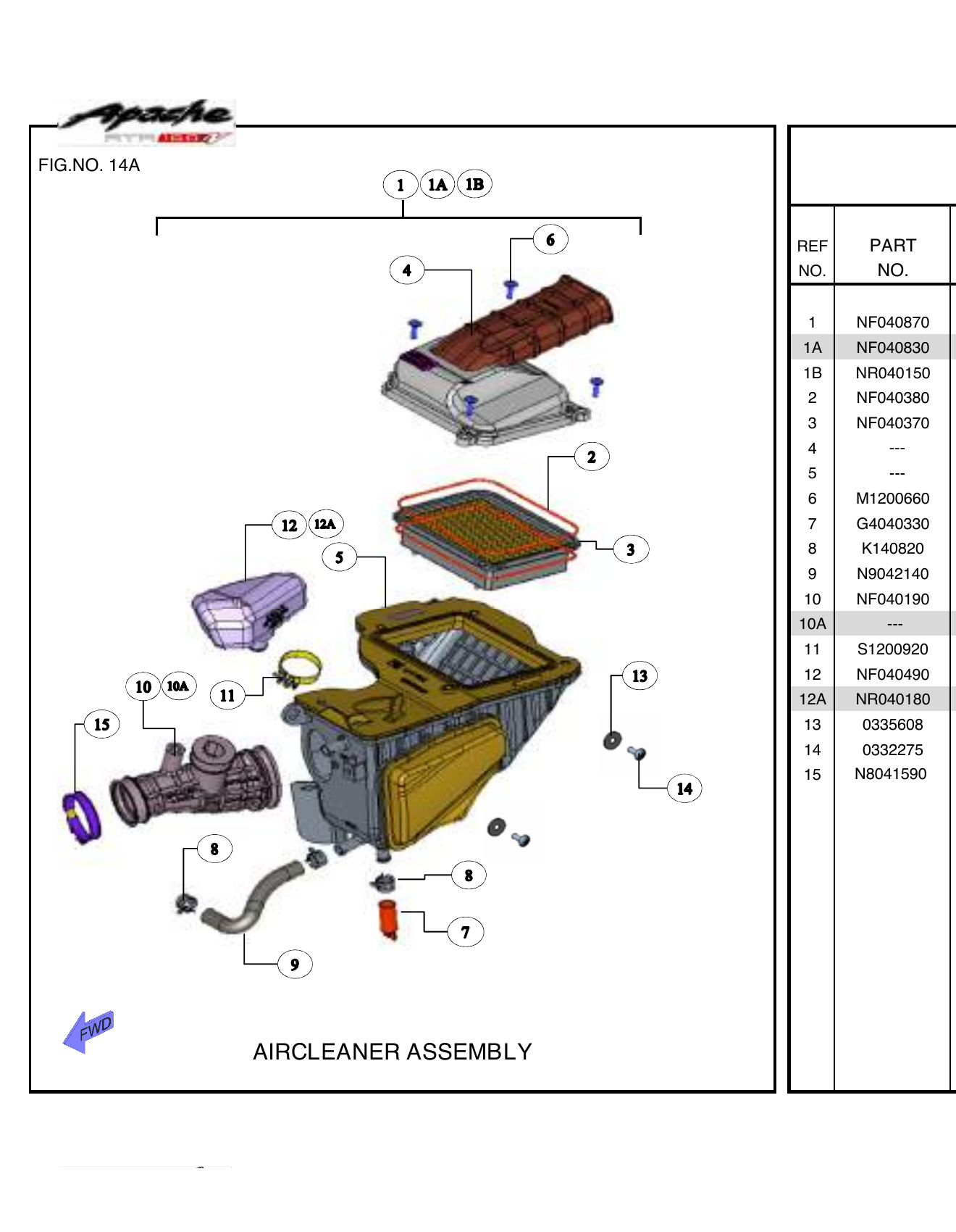 FIG.14A AIR CLEANER ASSEMBLY