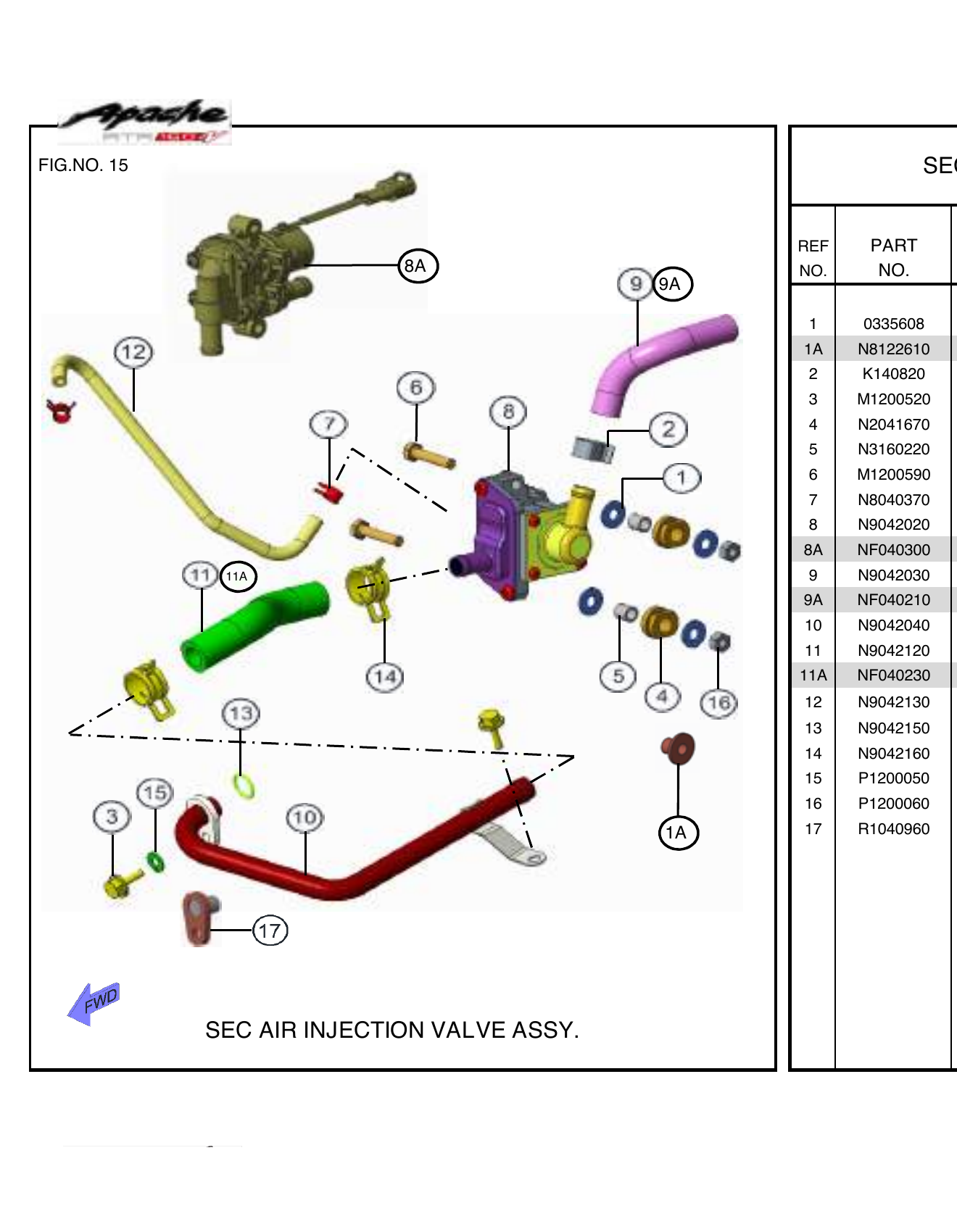 FIG.15 SEC AIR INJECTION VALVE ASSY.