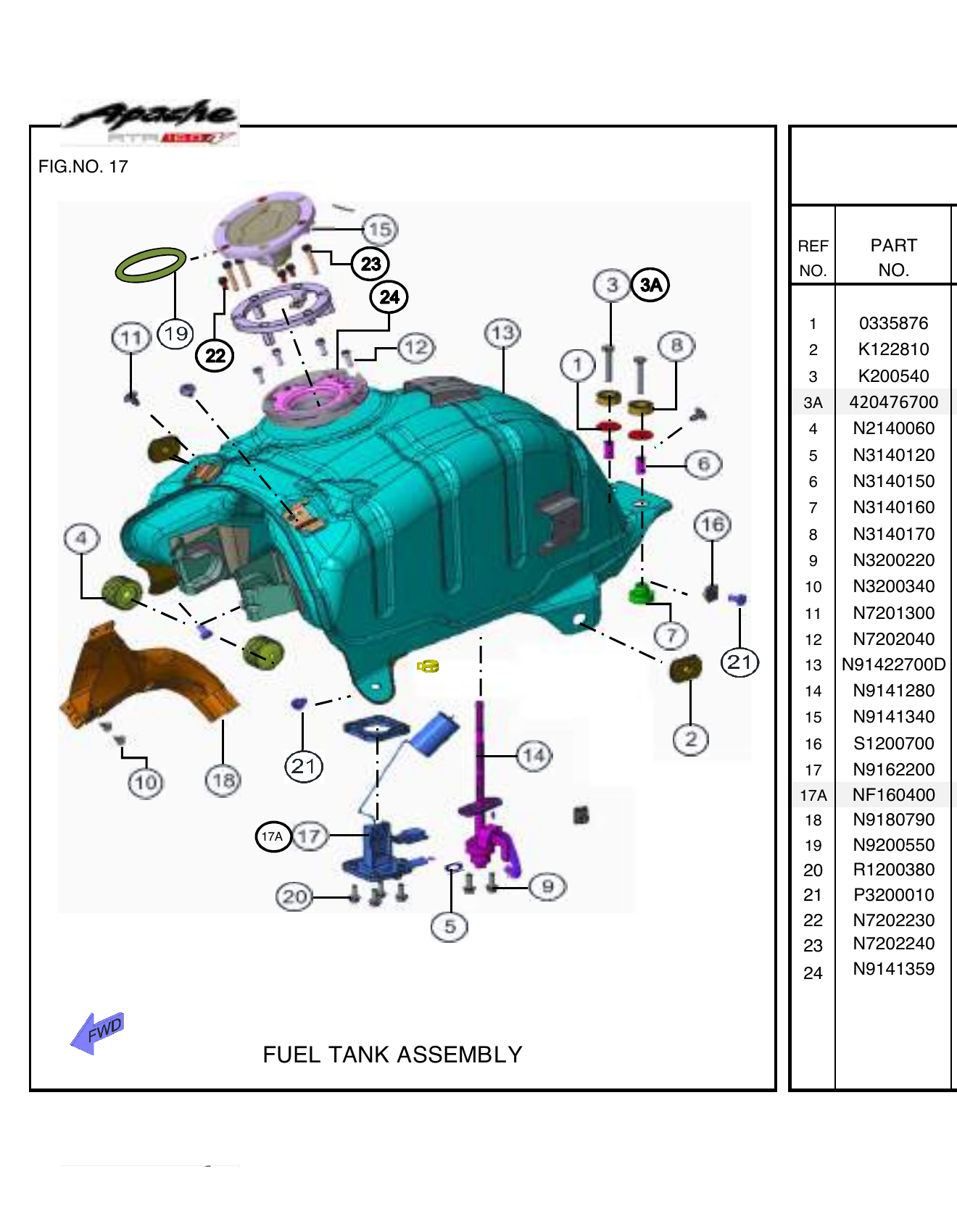 FIG.17 FUEL TANK ASSEMBLY