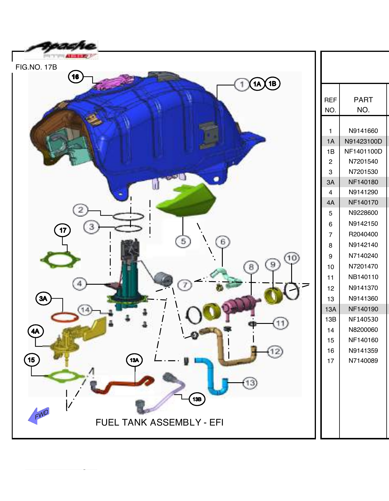FIG.17B FUEL TANK ASSEMBLY - FI