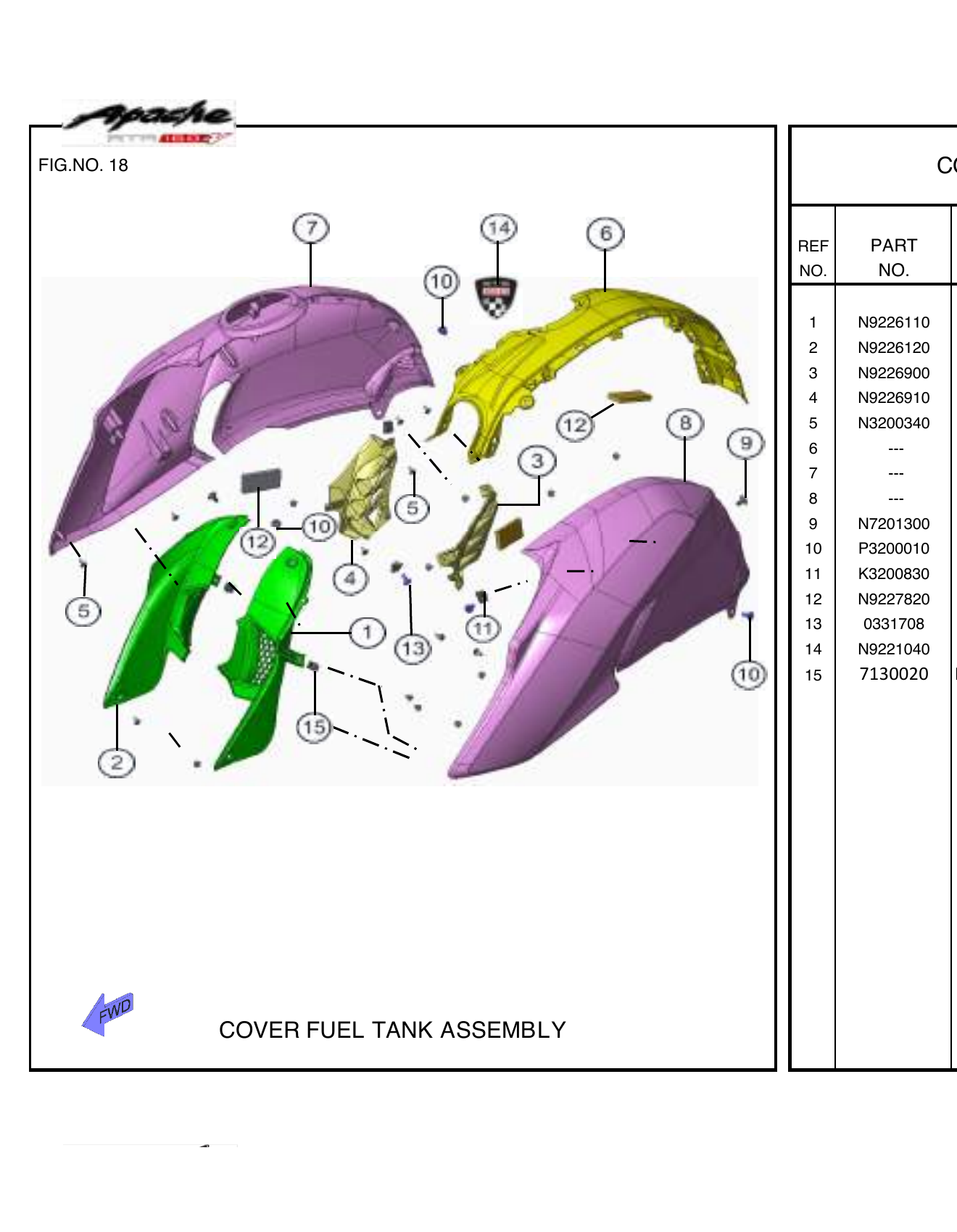 FIG.18 COVER FUEL TANK ASSEMBLY