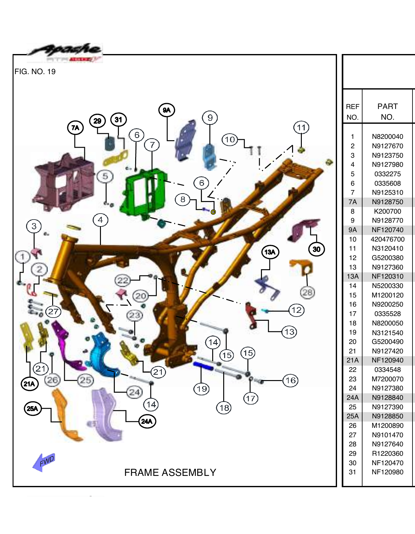 FIG.19 FRAME ASSEMBLY
