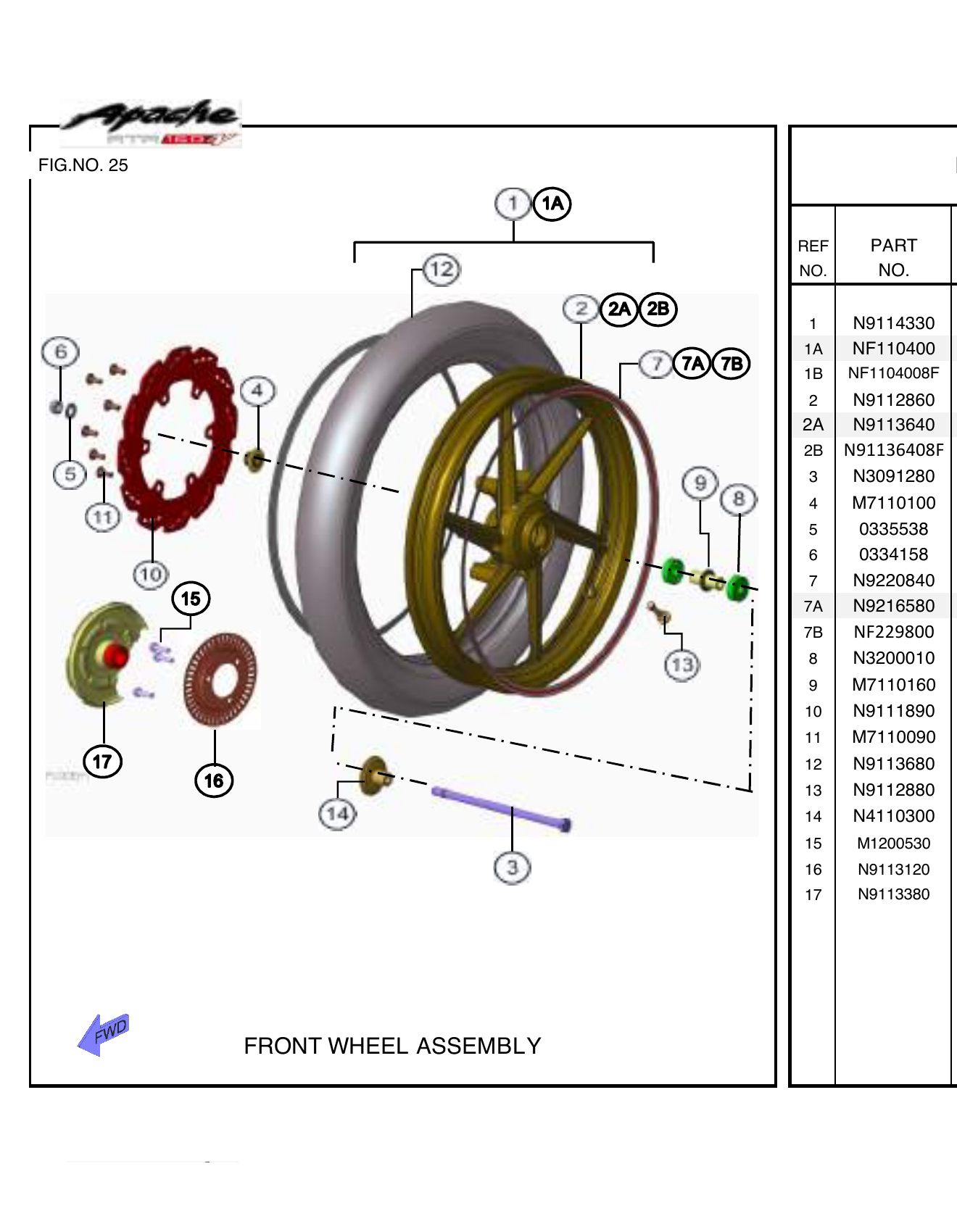 FIG.25 FRONT WHEEL ASSEMBLY - DISC