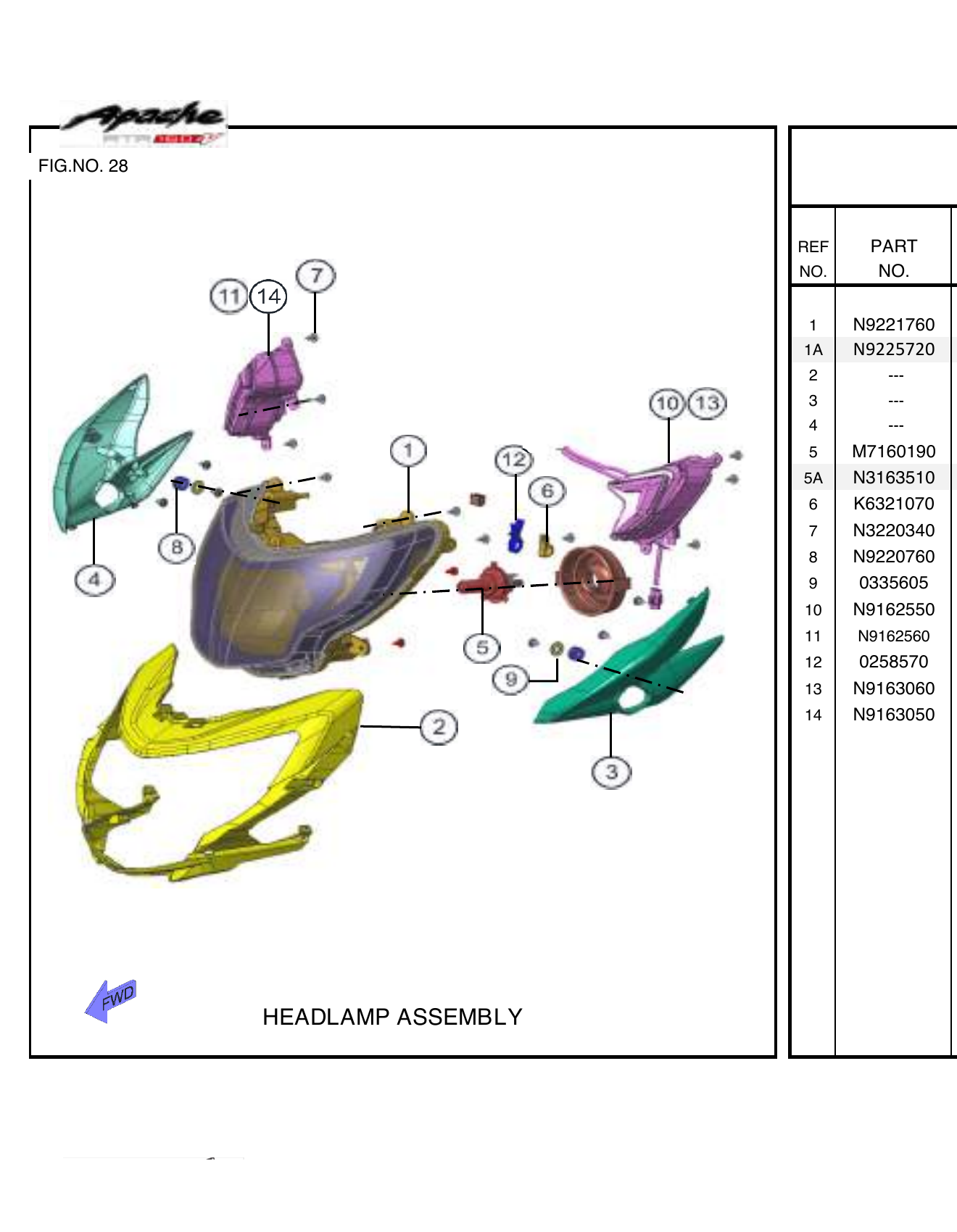 FIG.28 HEADLAMP ASSEMBLY