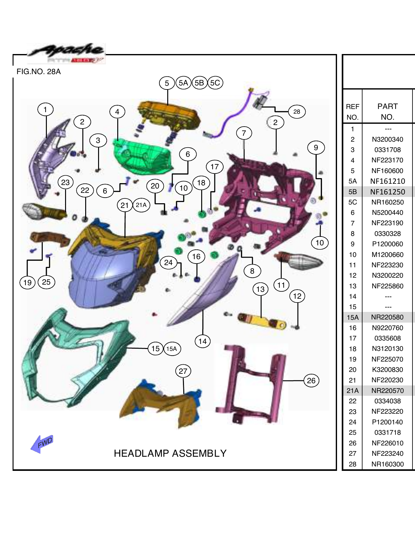 FIG.28A HEADLAMP ASSEMBLY