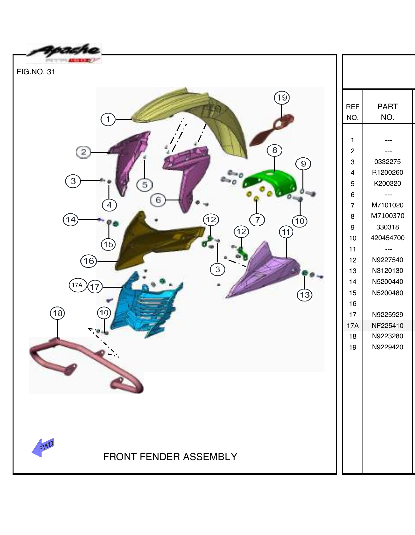 FIG.31 FRONT FENDER ASSEMBLY