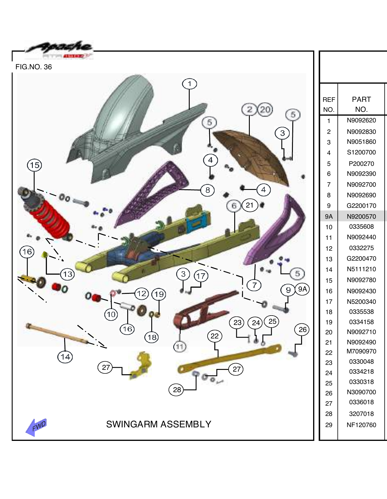 FIG.36 SWINGARM ASSEMBLY