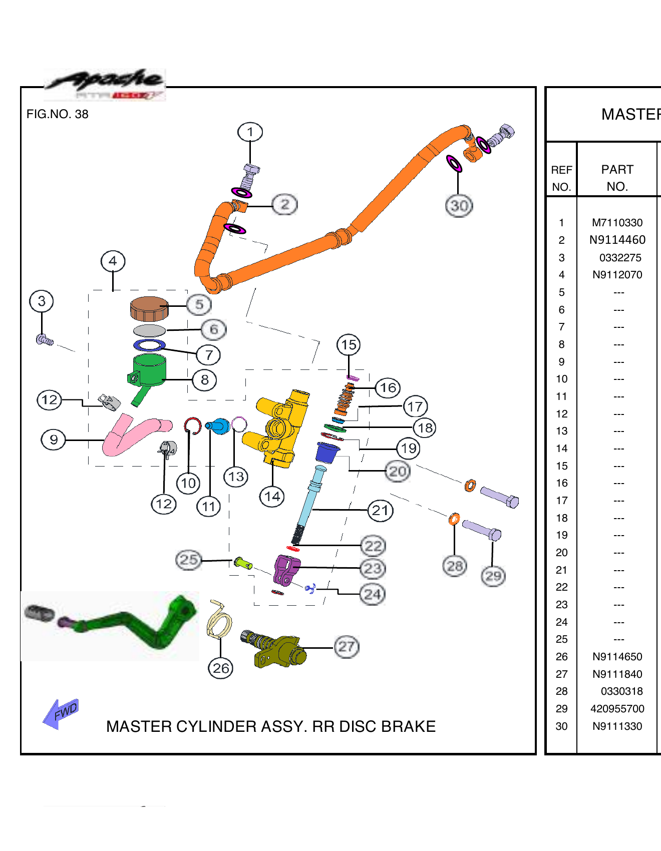 FIG.38 MASTER CYLINDER ASSY. RR DISC BRAKE