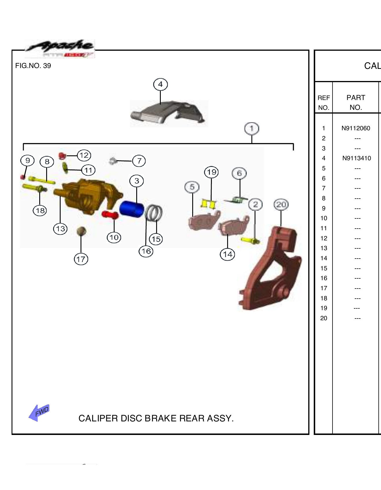 FIG.39 CALIPER DISC BRAKE REAR ASSY.