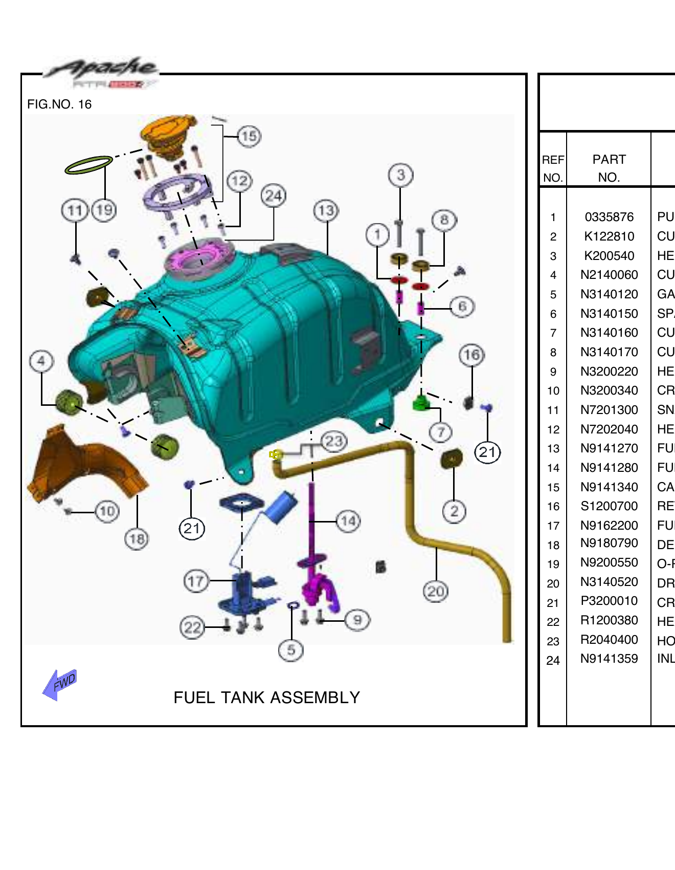 FIG.16 FUEL TANK ASSEMBLY